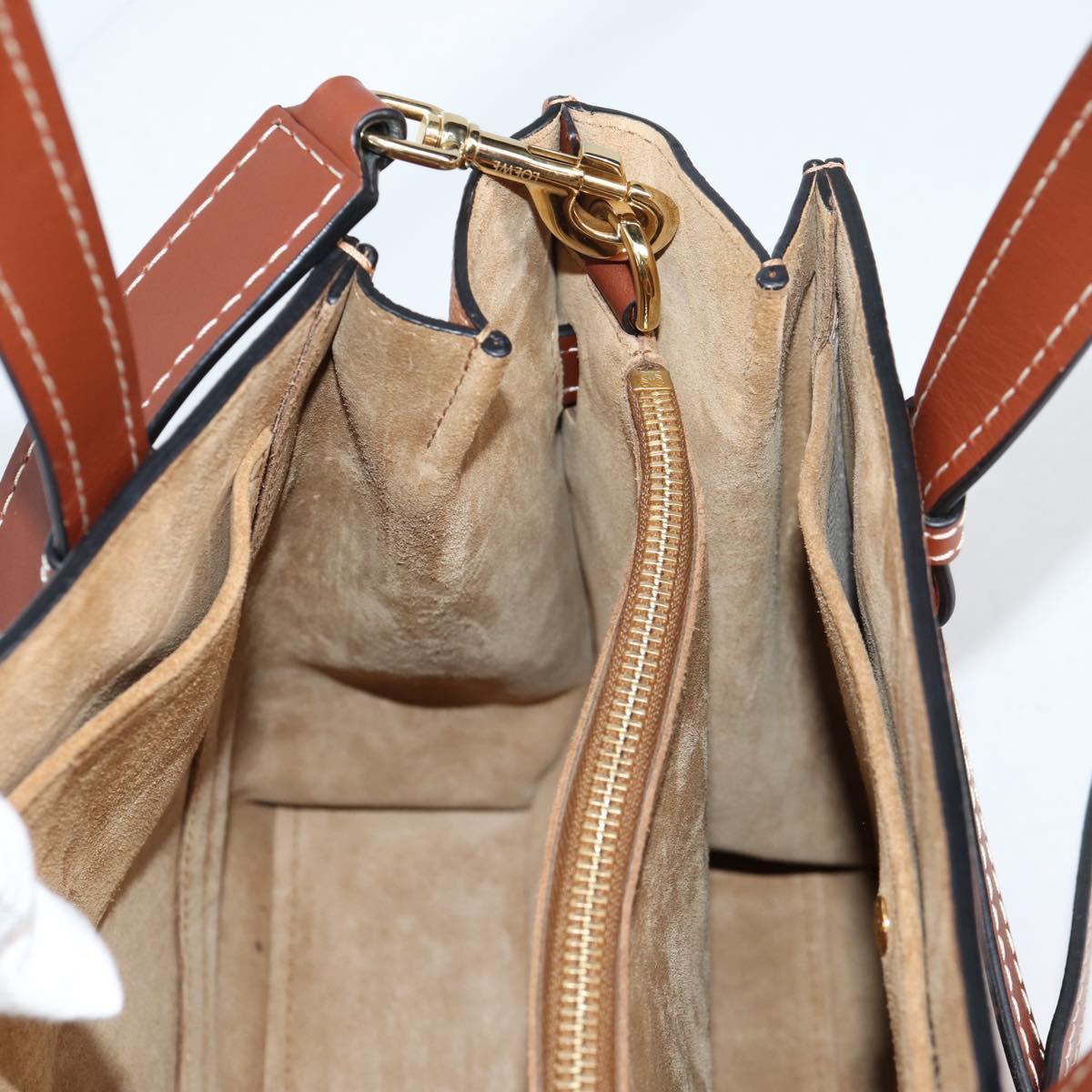 LOEWE Gate Top Handle bag Hand Bag Leather Brown Gold Auth BA5553M
