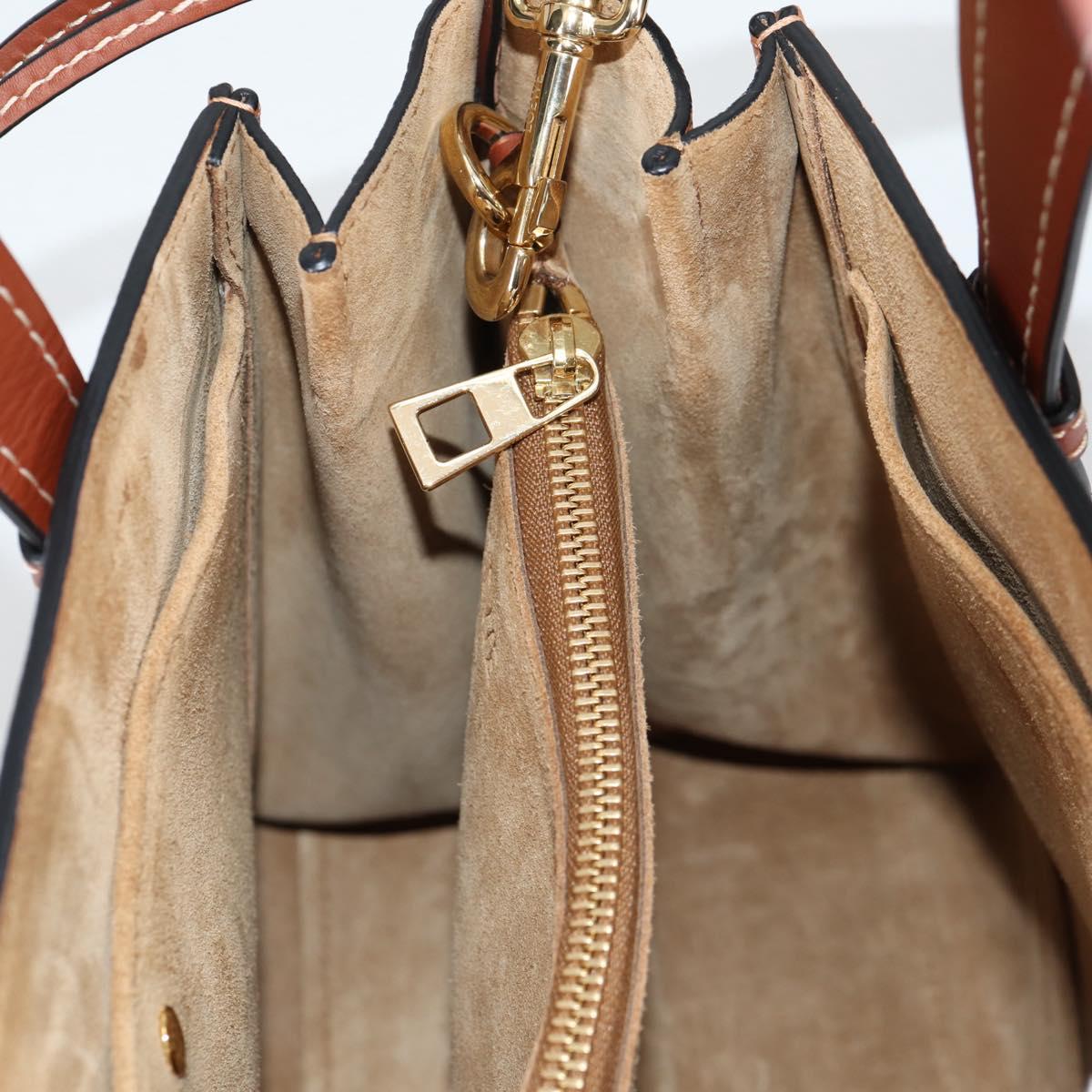 LOEWE Gate Top Handle bag Hand Bag Leather Brown Gold Auth BA5553M