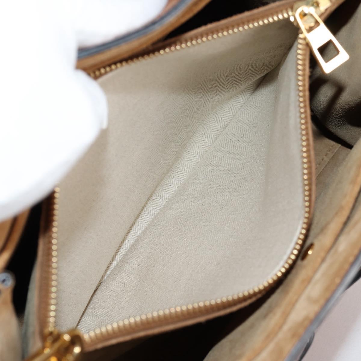 LOEWE Gate Top Handle bag Hand Bag Leather Brown Gold Auth BA5553M