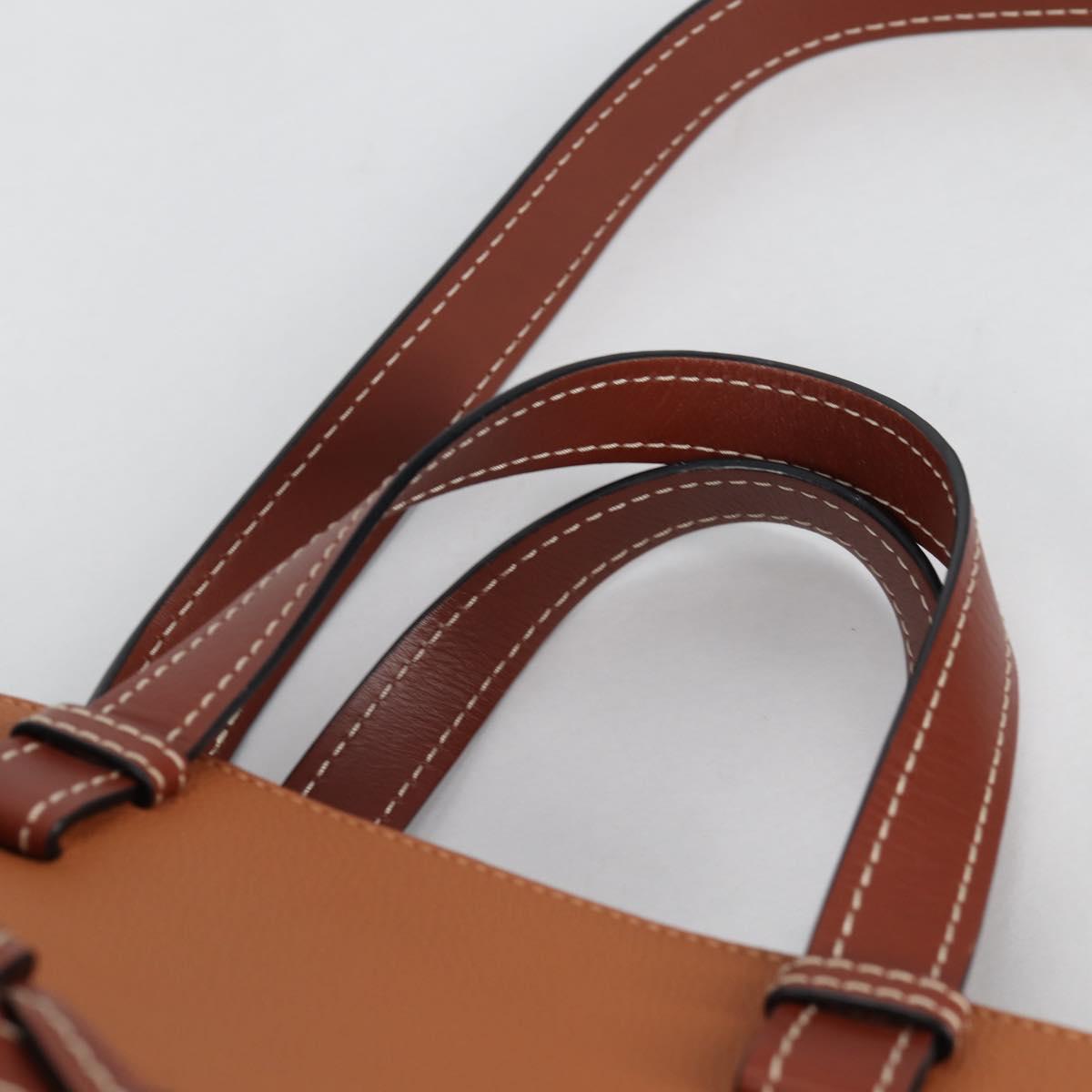 LOEWE Gate Top Handle bag Hand Bag Leather Brown Gold Auth BA5553M