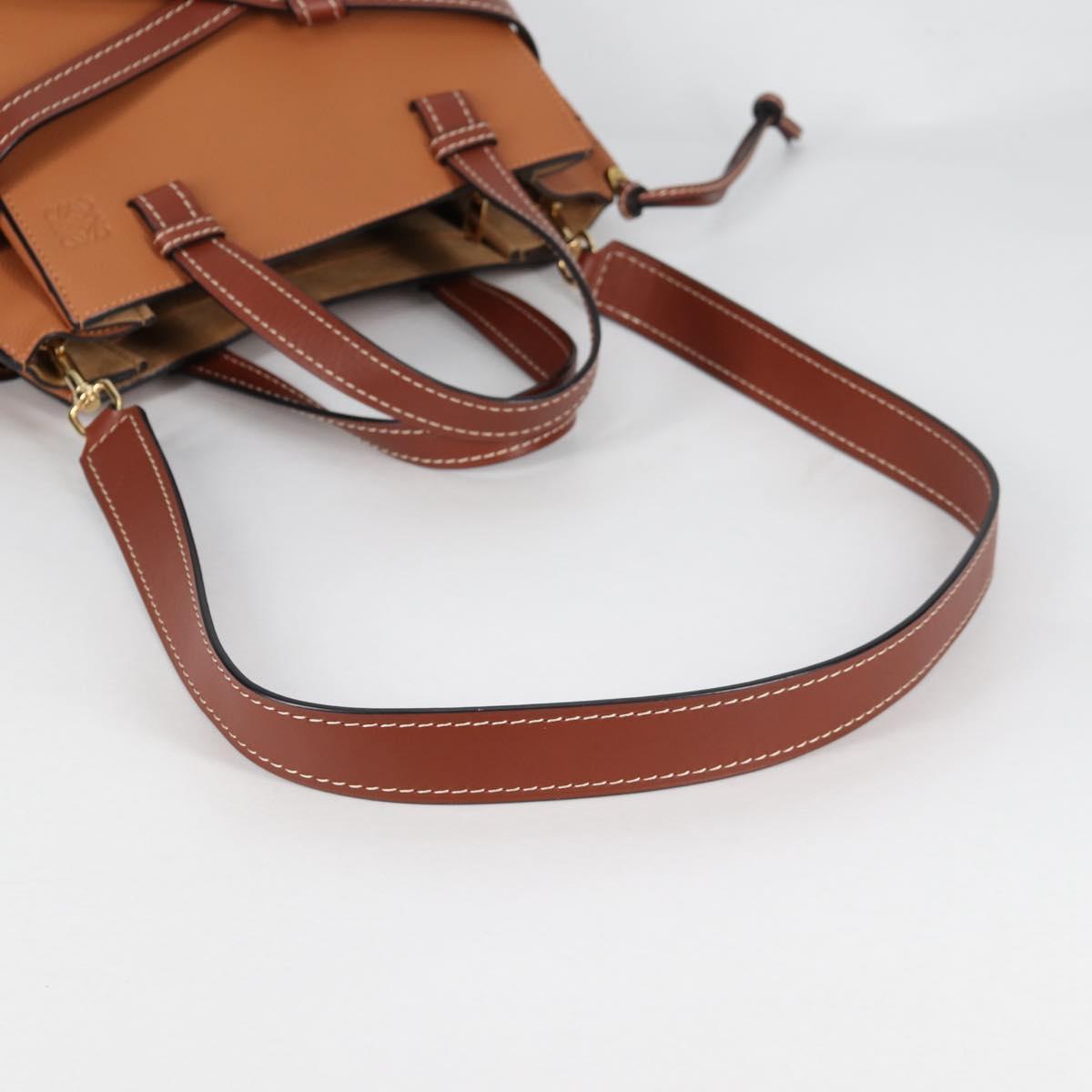 LOEWE Gate Top Handle bag Hand Bag Leather Brown Gold Auth BA5553M