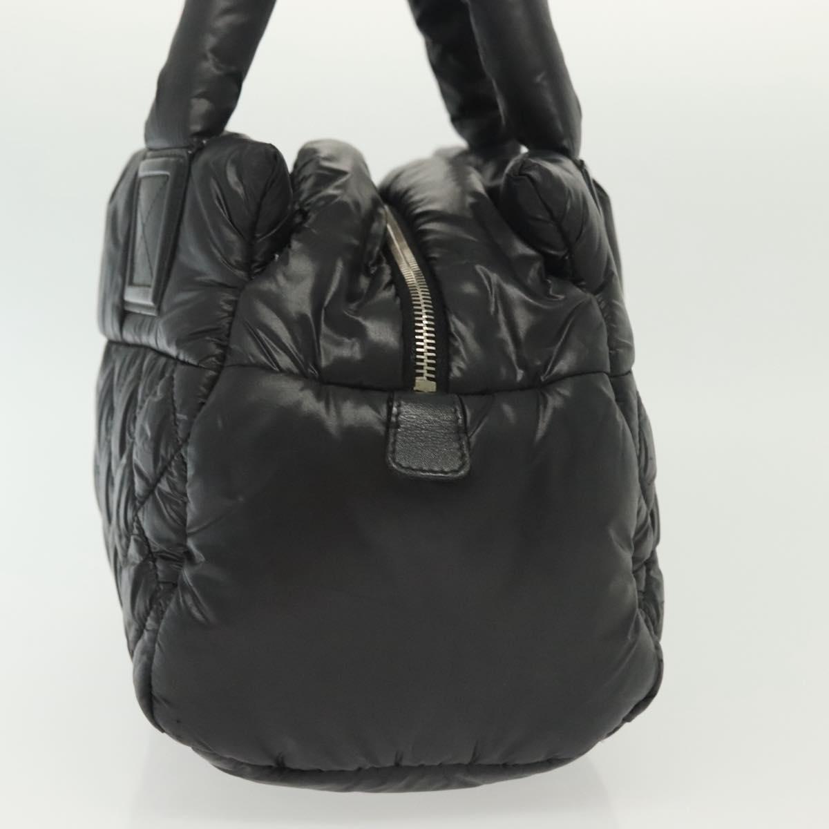 CHANEL Cococoon Hand Bag Nylon Black Silver CC Auth BA5555
