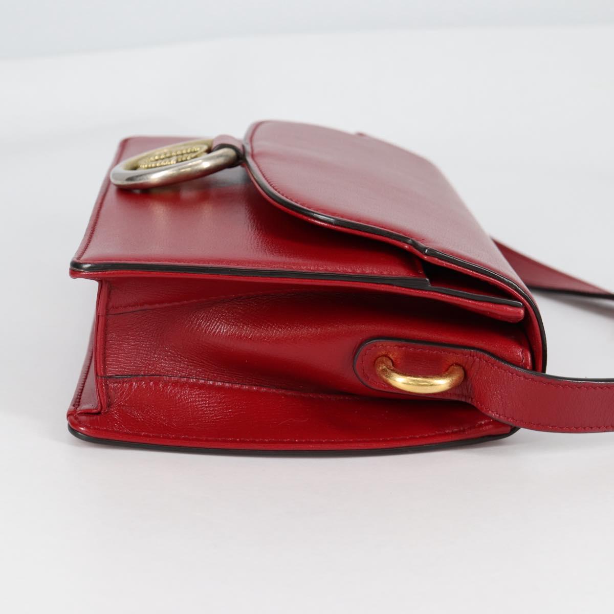 GUCCI GG Marmont Shoulder Bag Leather Red Gold 589474 Auth BA5558V