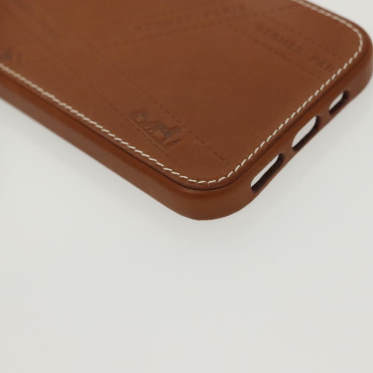 HERMES iPhone 12 & 12 Pro Case iPhone Case Leather Brown Auth BA5561