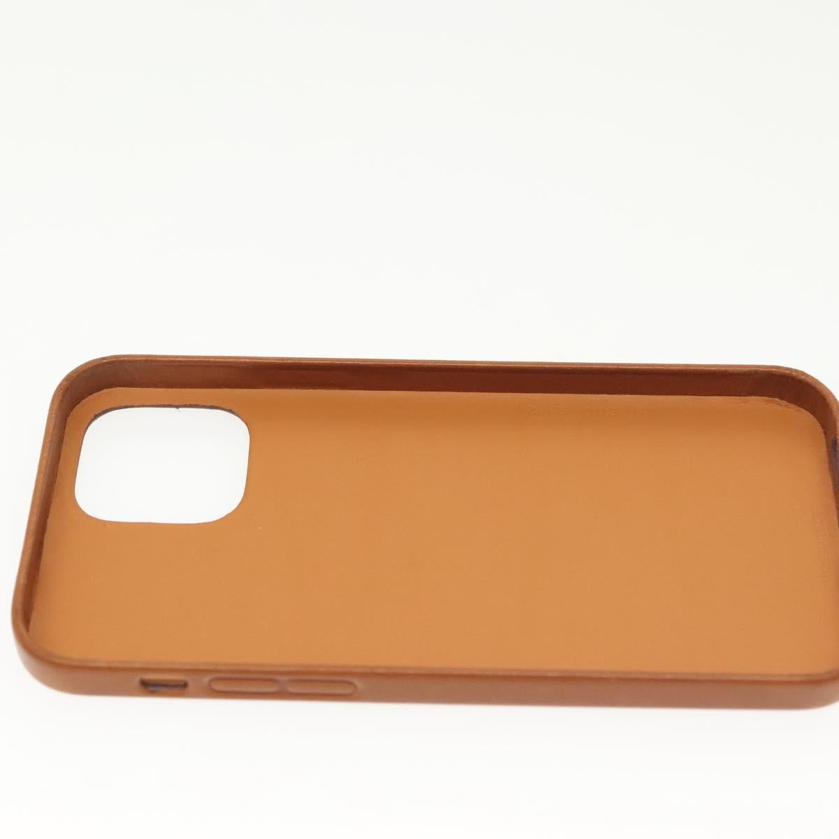 HERMES iPhone 12 & 12 Pro Case iPhone Case Leather Brown Auth BA5561