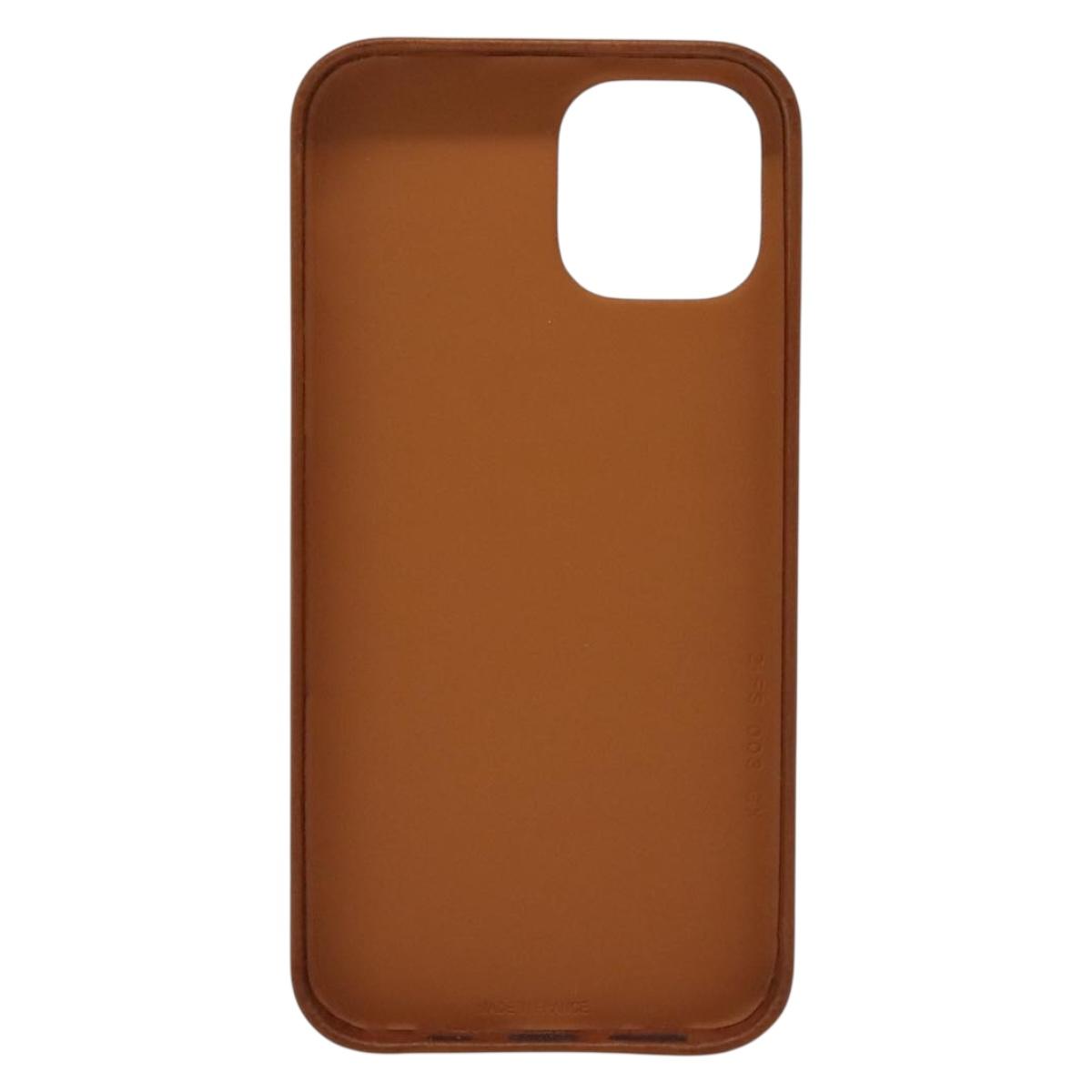 HERMES iPhone 12 & 12 Pro Case iPhone Case Leather Brown Auth BA5561