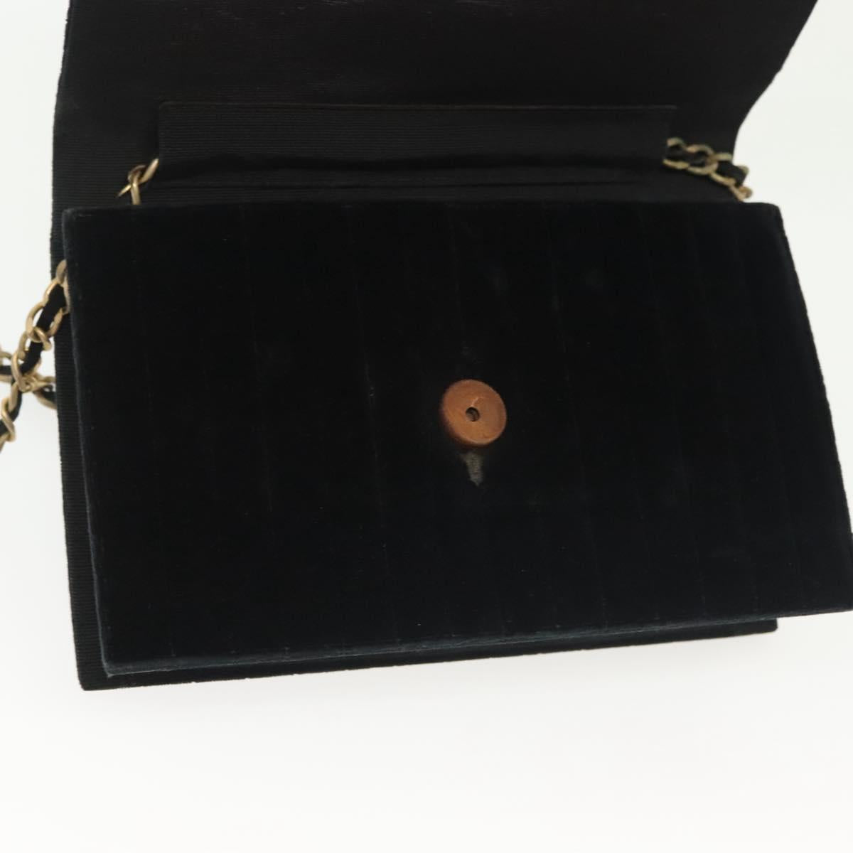 CHANEL Chain Mademoiselle Shoulder Bag Velor Black Gold CC Auth BA5562