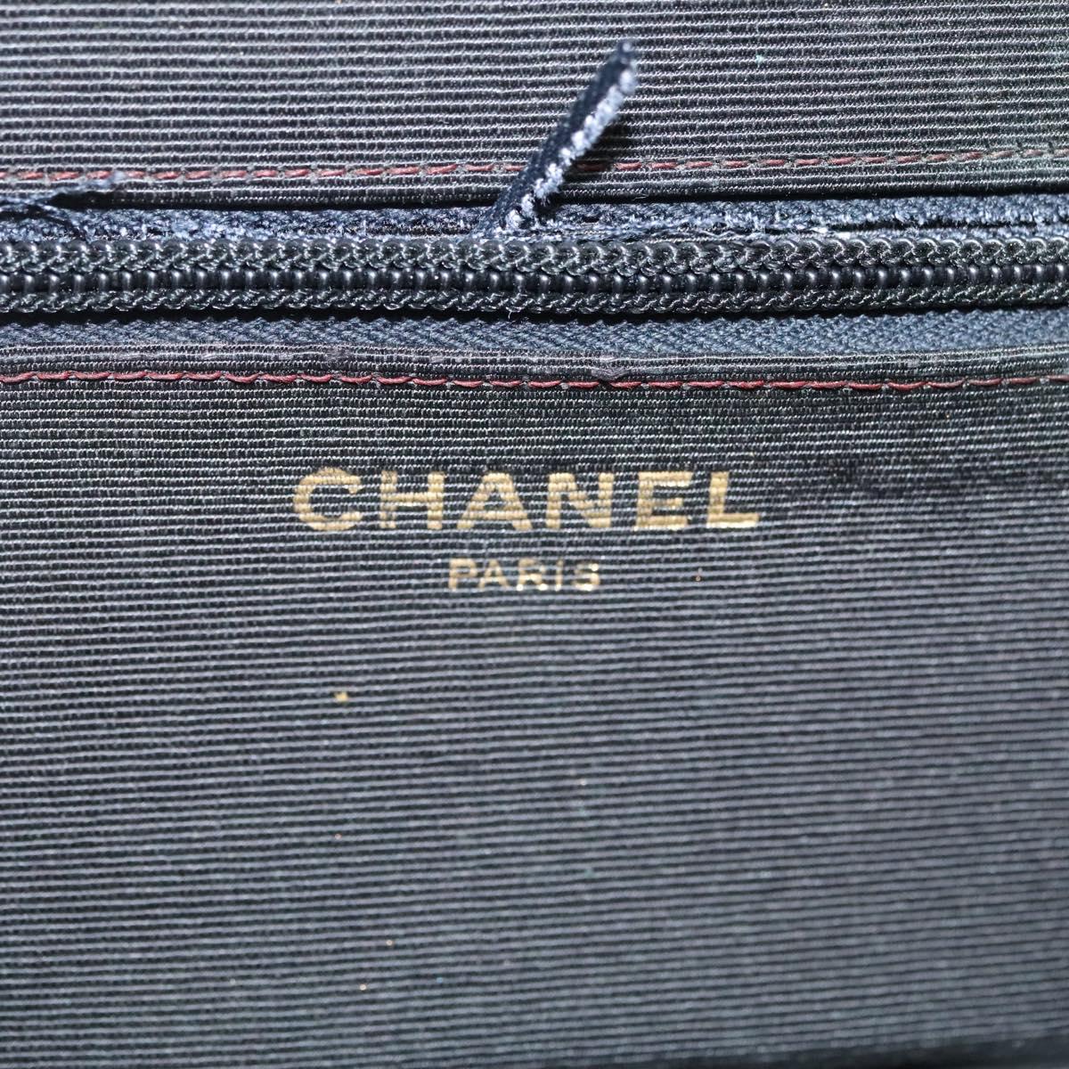 CHANEL Chain Mademoiselle Shoulder Bag Velor Black Gold CC Auth BA5562