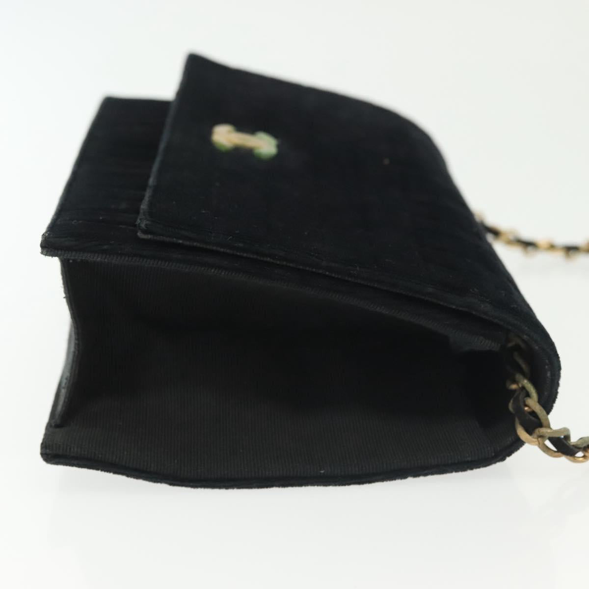 CHANEL Chain Mademoiselle Shoulder Bag Velor Black Gold CC Auth BA5562