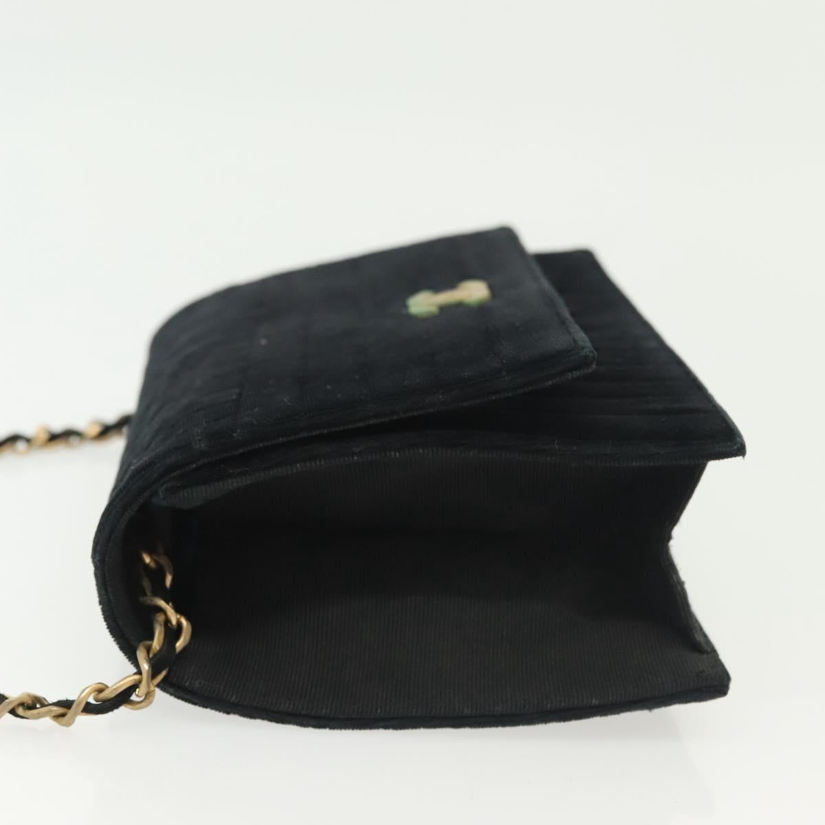 CHANEL Chain Mademoiselle Shoulder Bag Velor Black Gold CC Auth BA5562