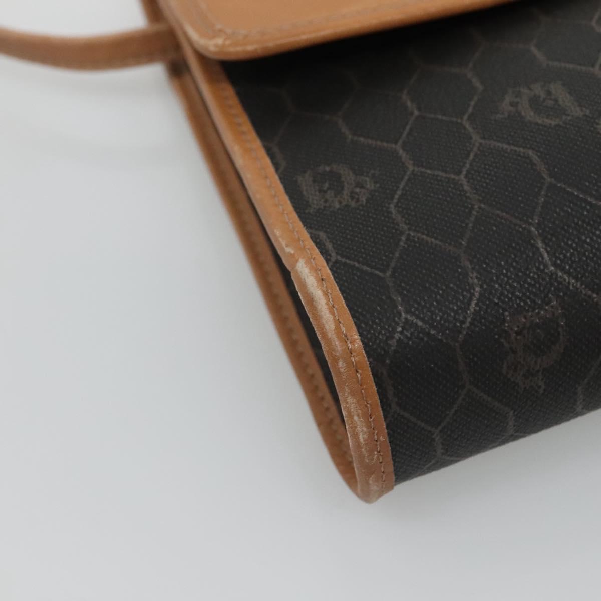 Christian Dior Honeycomb Canvas Shoulder Bag PVC Black Gold Auth BA558