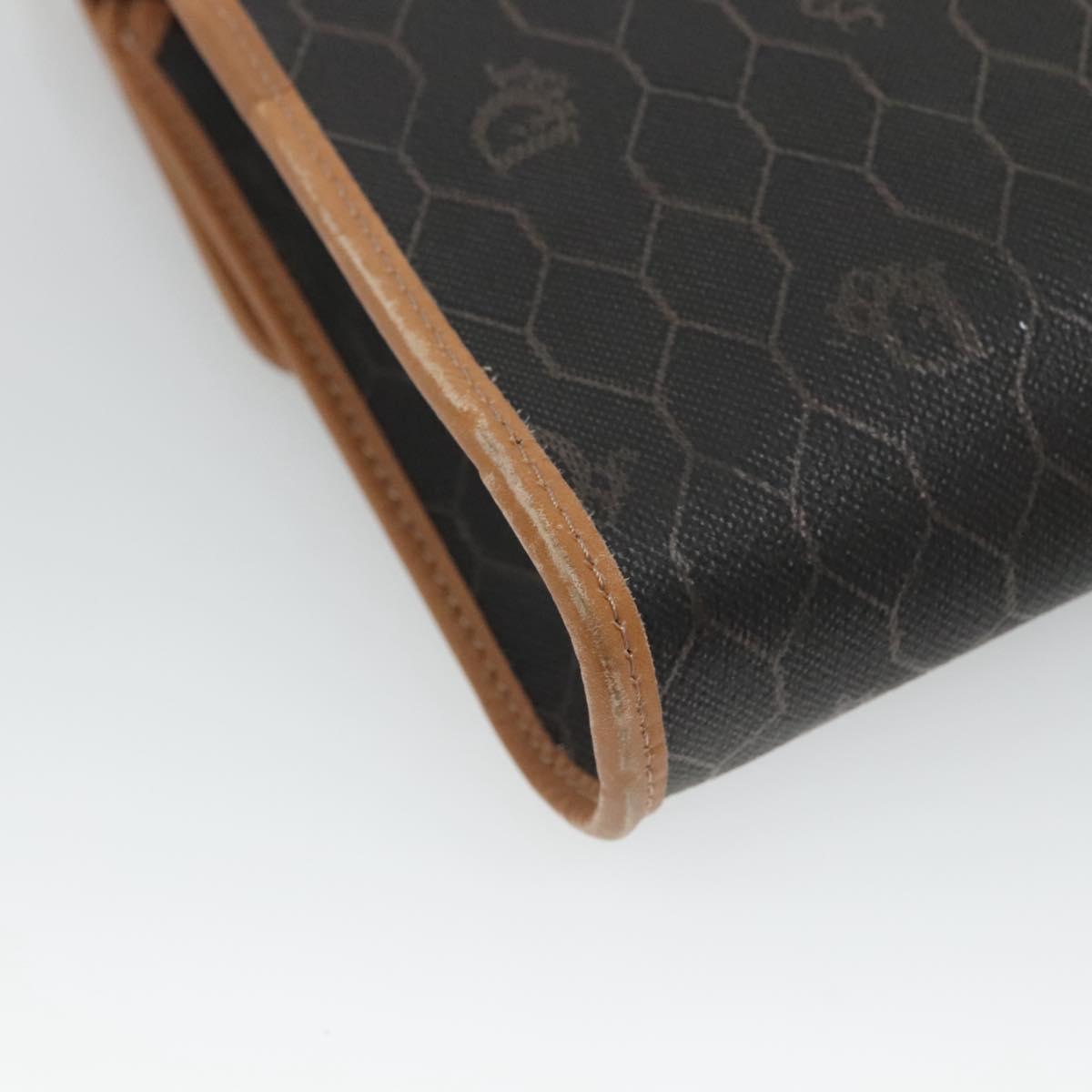 Christian Dior Honeycomb Canvas Shoulder Bag PVC Black Gold Auth BA558