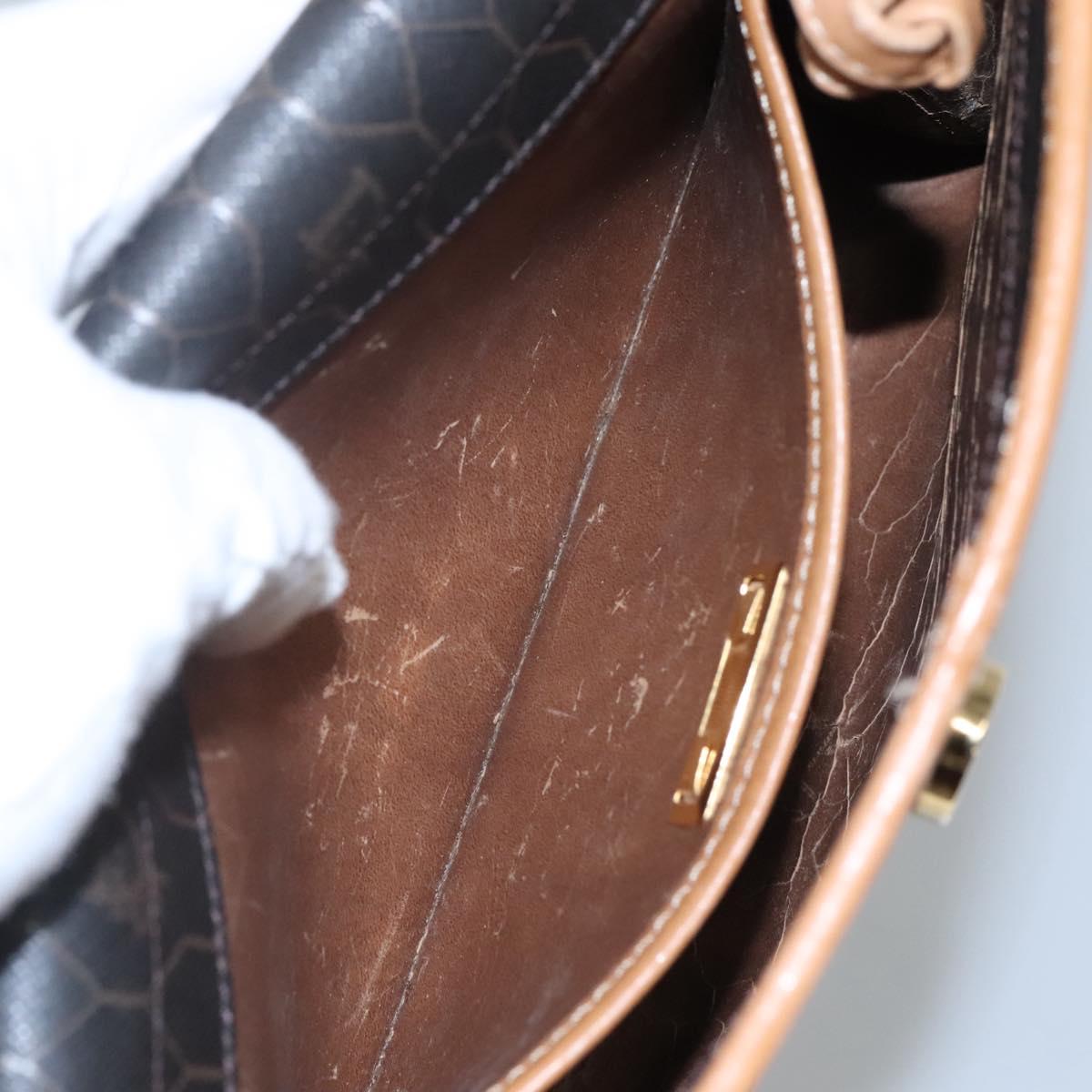 Christian Dior Honeycomb Canvas Shoulder Bag PVC Black Gold Auth BA558