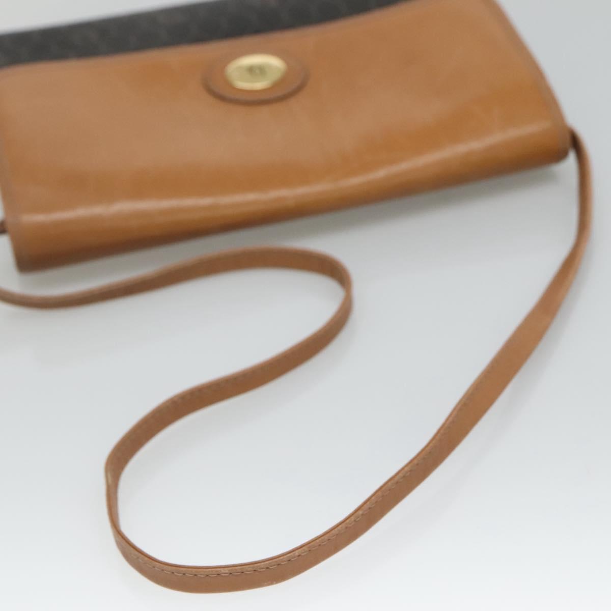 Christian Dior Honeycomb Canvas Shoulder Bag PVC Black Gold Auth BA558