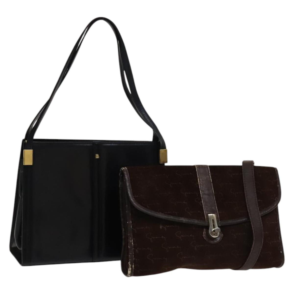 GIVENCHY BALLY Shoulder Bag Suede Leather 2Set Brown Navy Auth BA5585