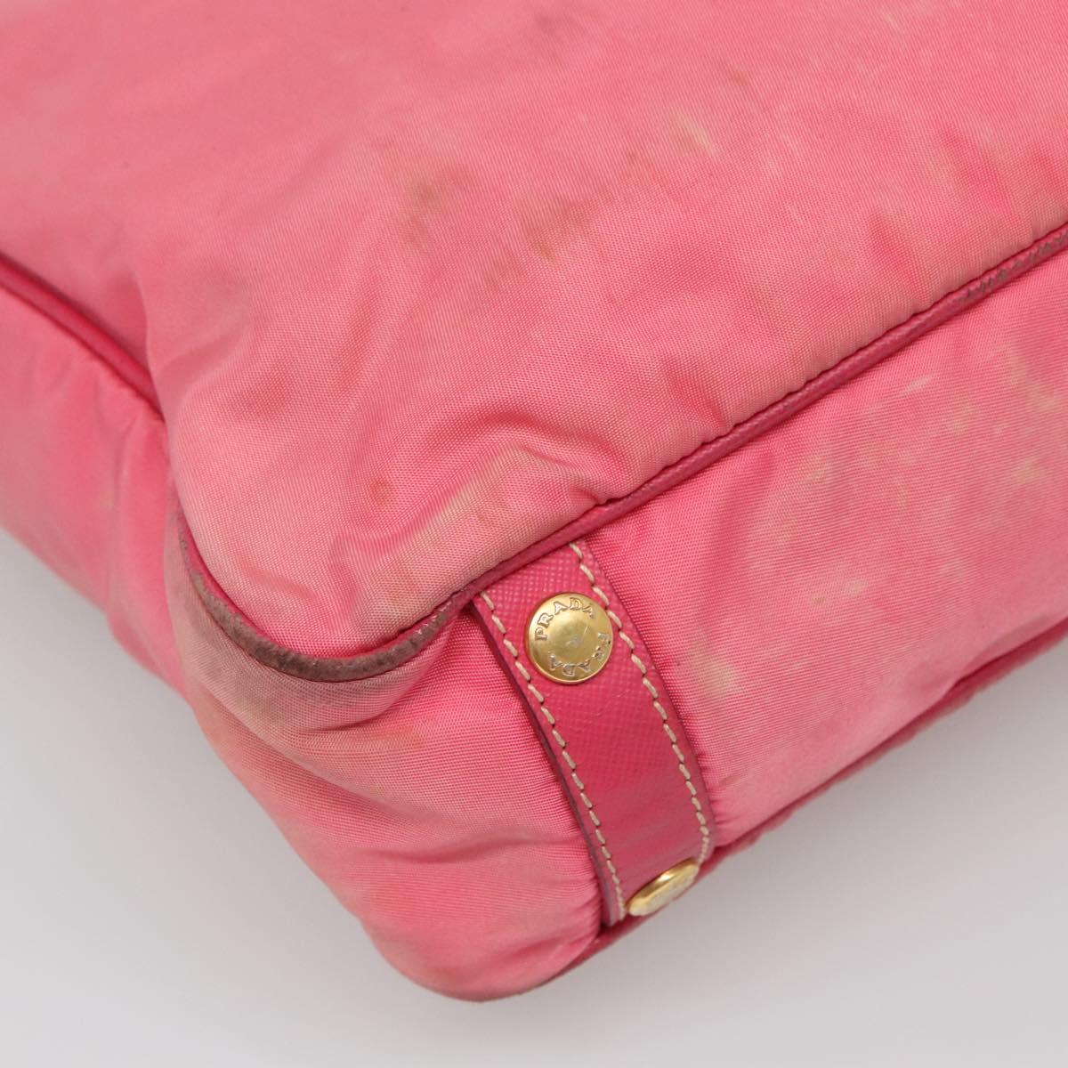 PRADA Tote Bag Nylon 2way Pink Gold Auth BA5588