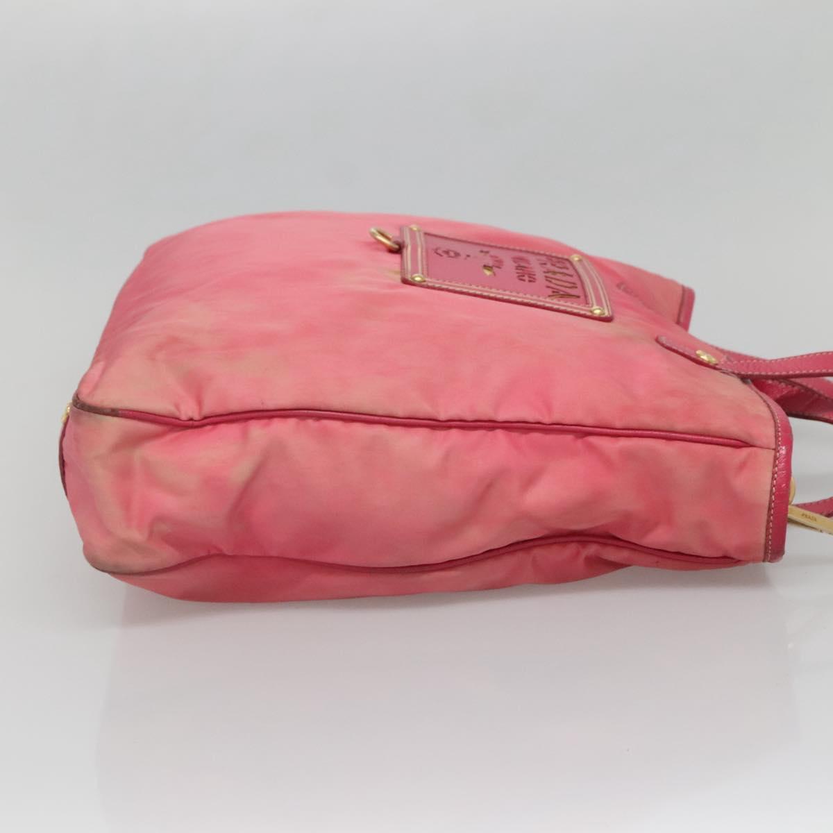 PRADA Tote Bag Nylon 2way Pink Gold Auth BA5588