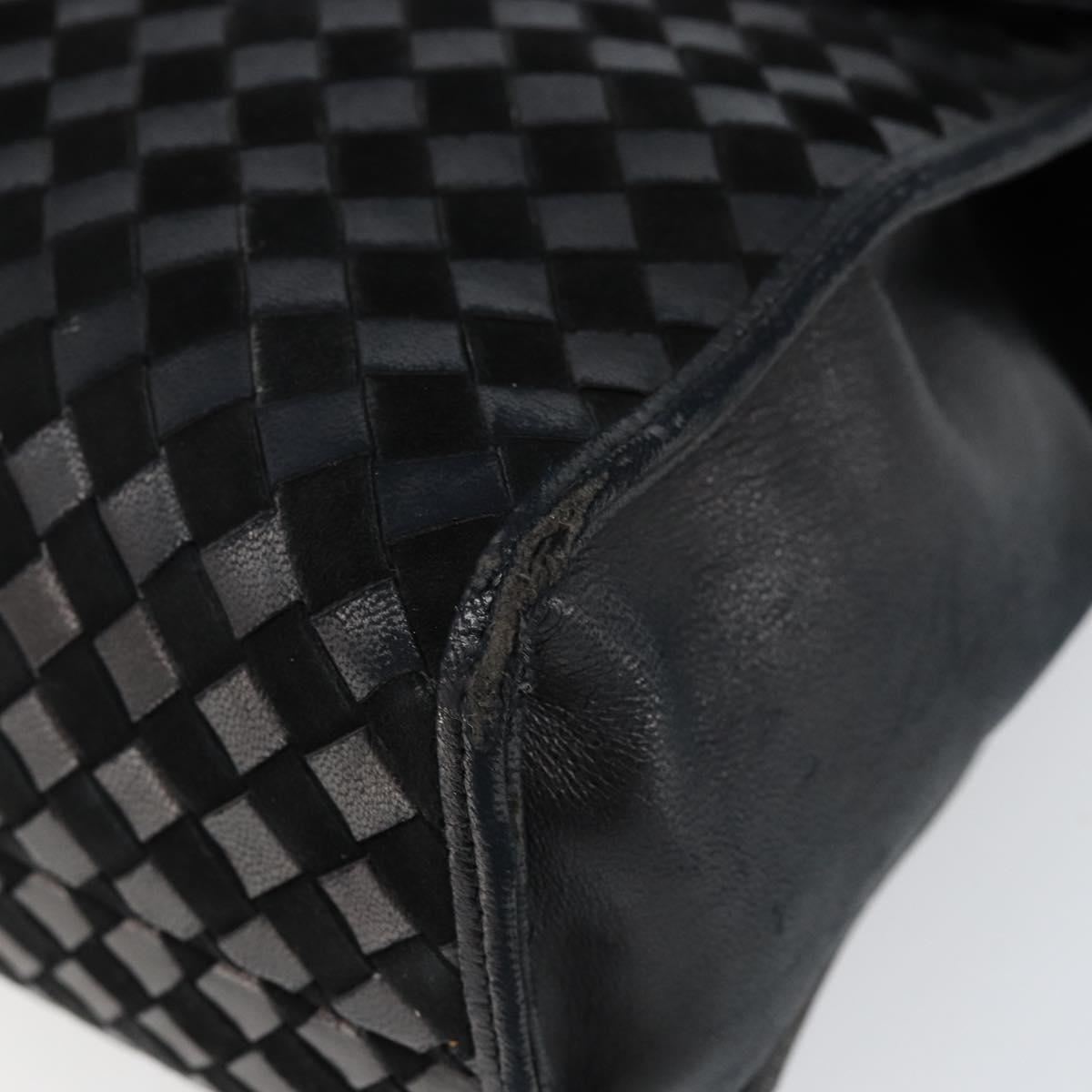 BALLY Hand Bag Leather Black Gold Auth BA5593