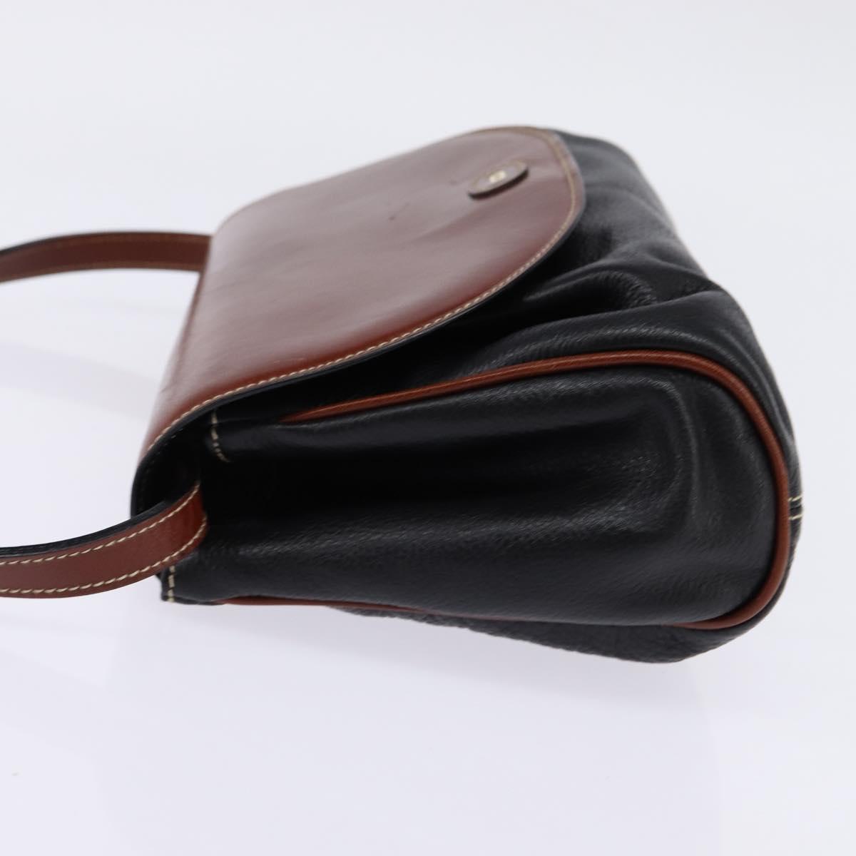 BALLY Shoulder Bag Leather Black Gold Auth BA5594