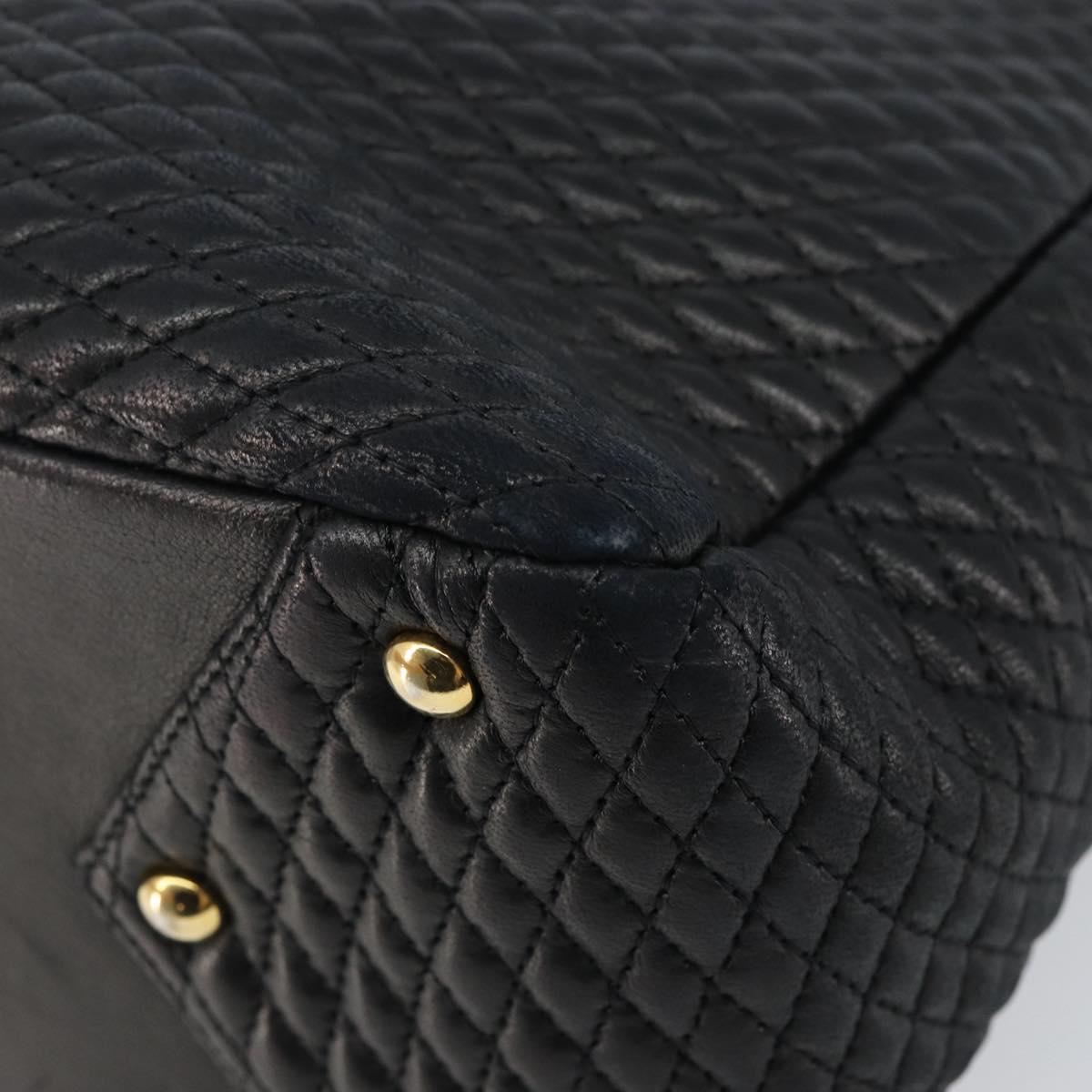 BALLY Hand Bag Leather Black Gold Auth BA5595
