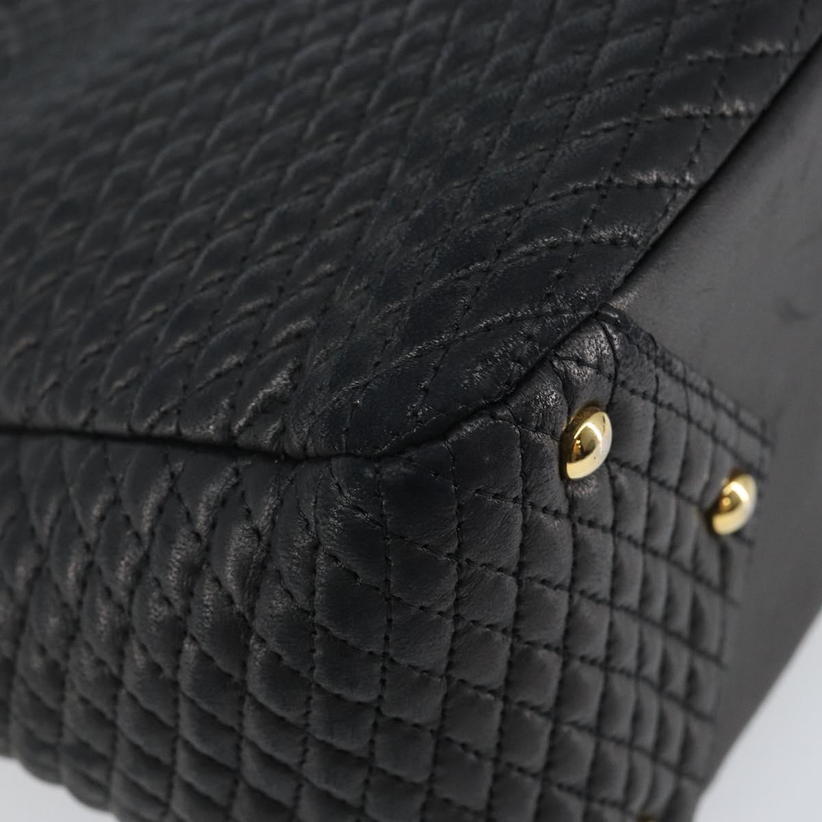 BALLY Hand Bag Leather Black Gold Auth BA5595