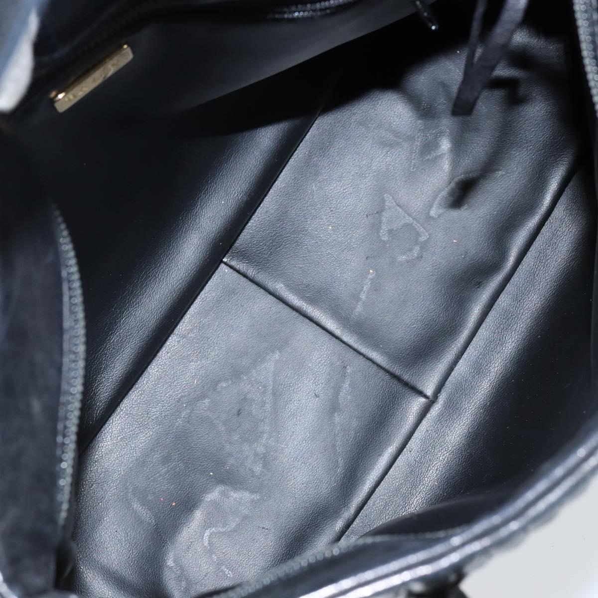 BALLY Hand Bag Leather Black Gold Auth BA5595