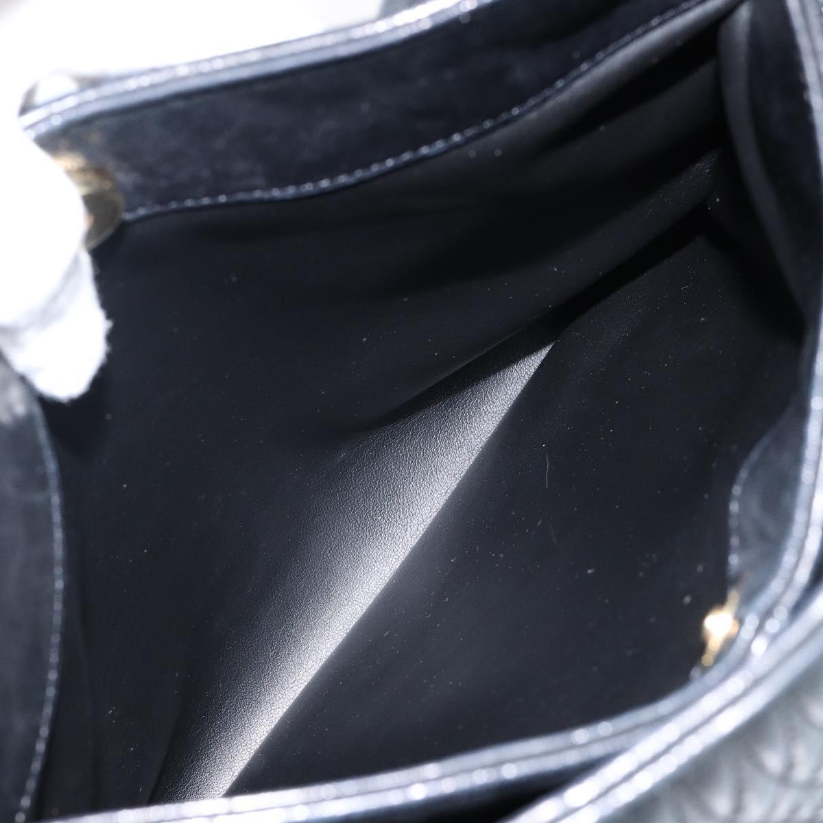 BALLY Hand Bag Leather Black Gold Auth BA5595