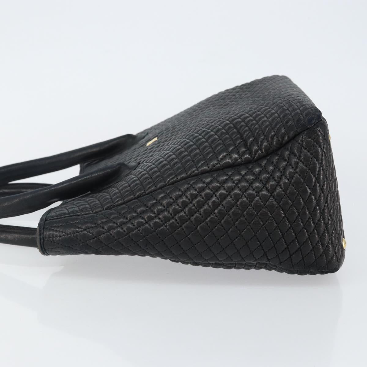 BALLY Hand Bag Leather Black Gold Auth BA5595
