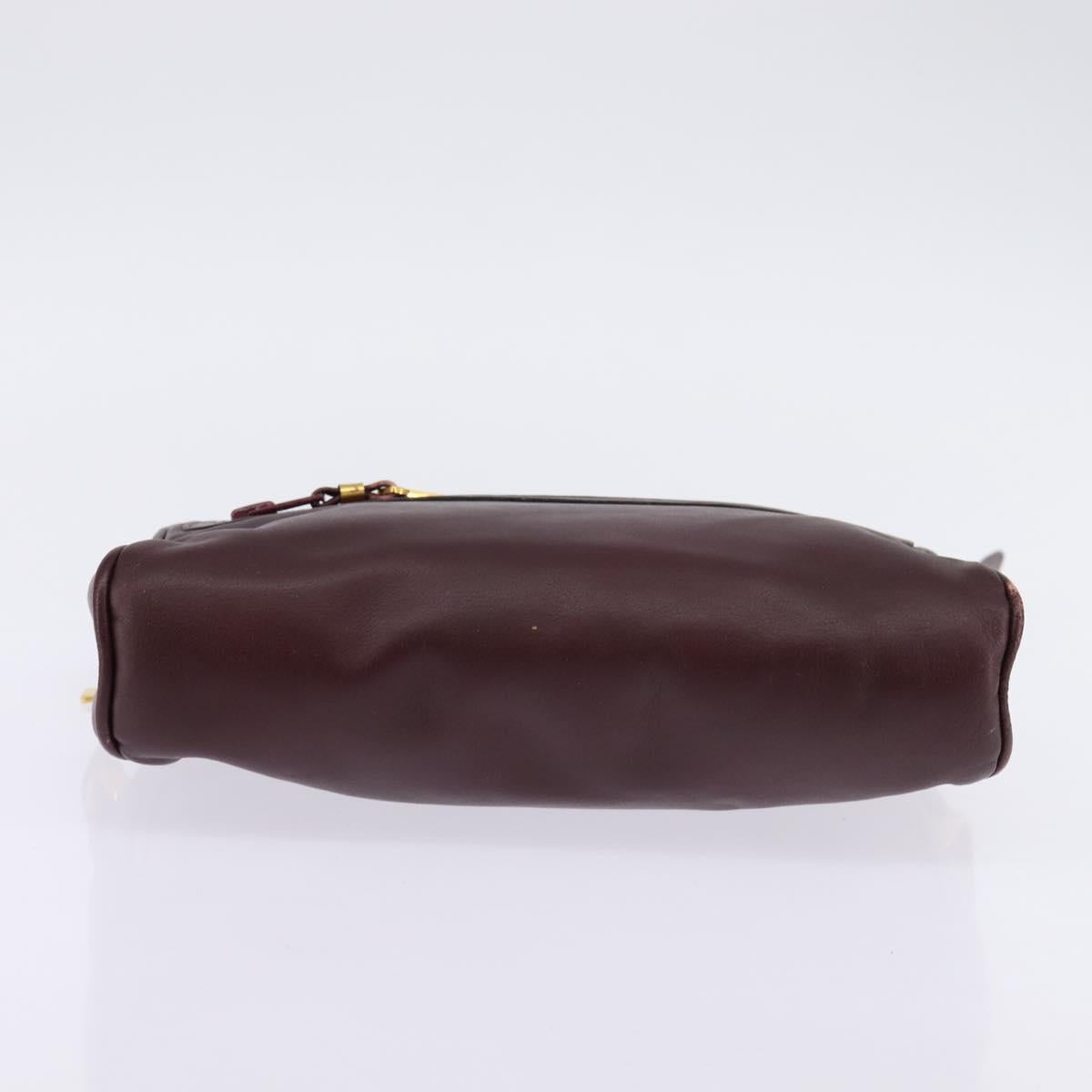 GUCCI Shoulder Bag Leather Bordeaux Gold Auth BA5601
