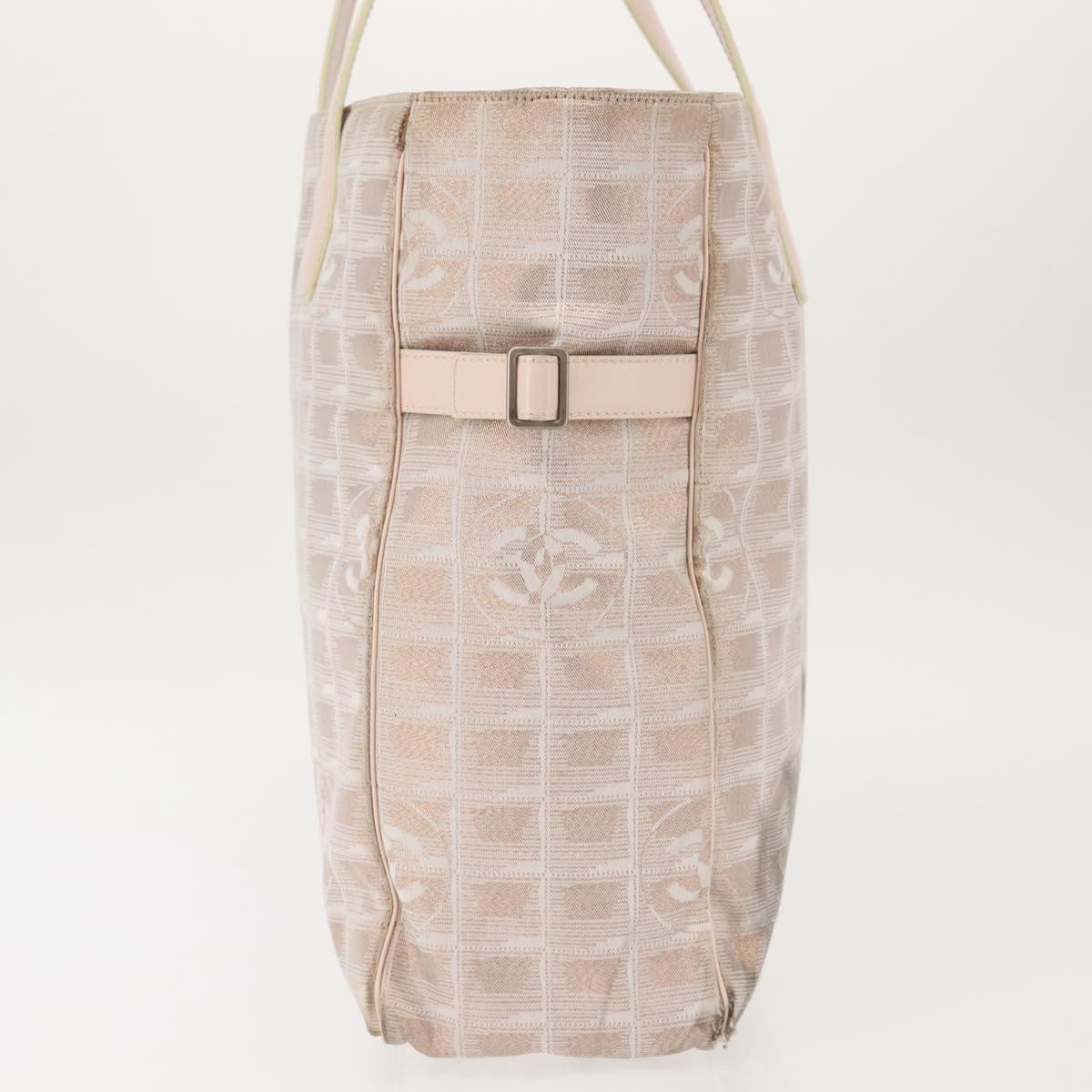 CHANEL New Travel Line Tote Bag Canvas Pink CC Auth BA5609