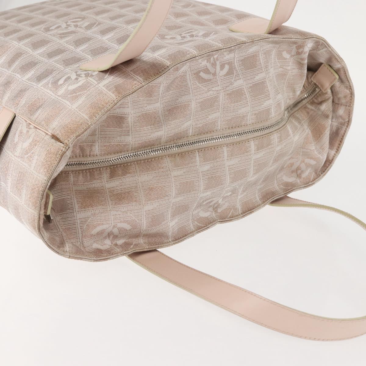 CHANEL New Travel Line Tote Bag Canvas Pink CC Auth BA5609