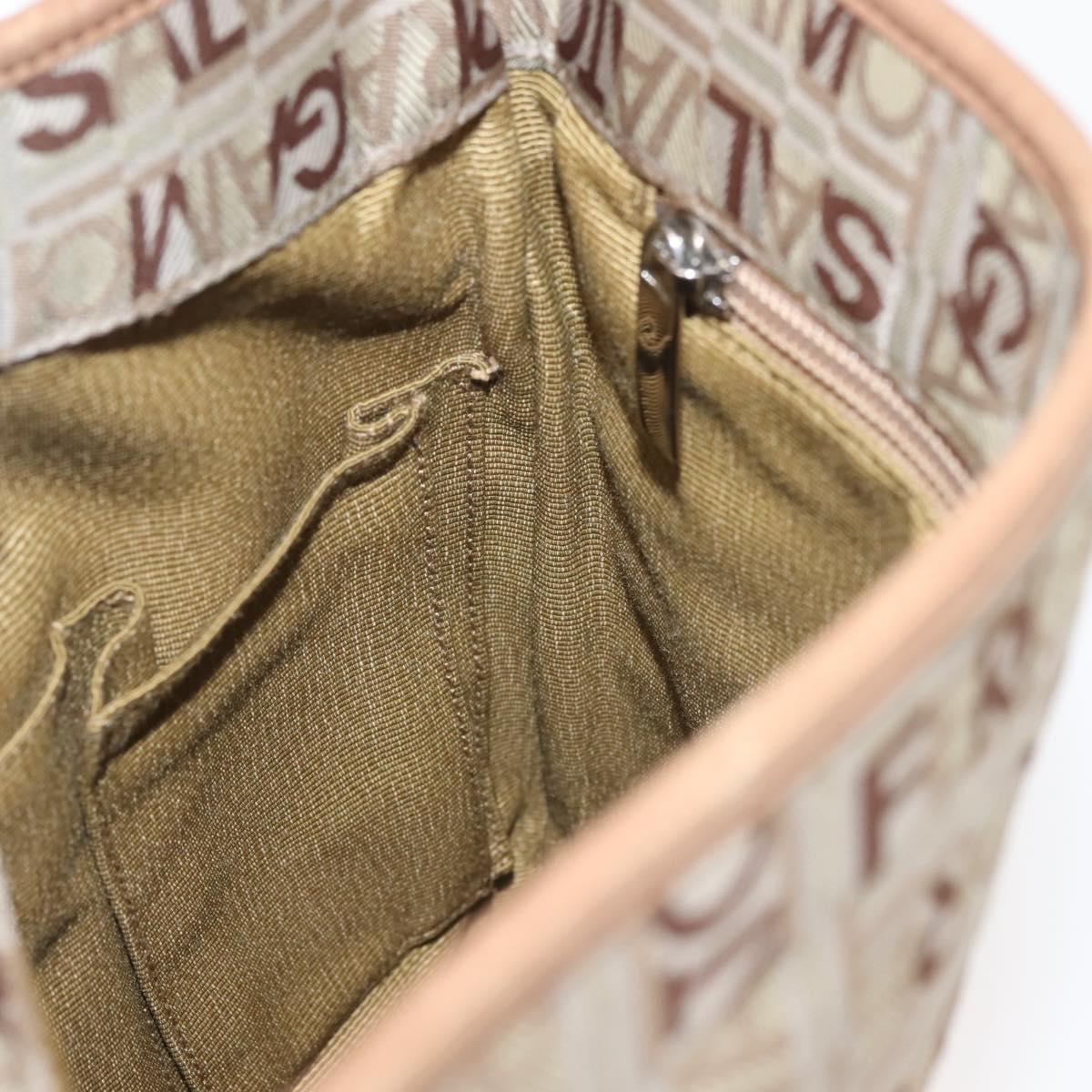 Salvatore Ferragamo Shoulder Bag Canvas Leather Brown Silver Auth BA5611