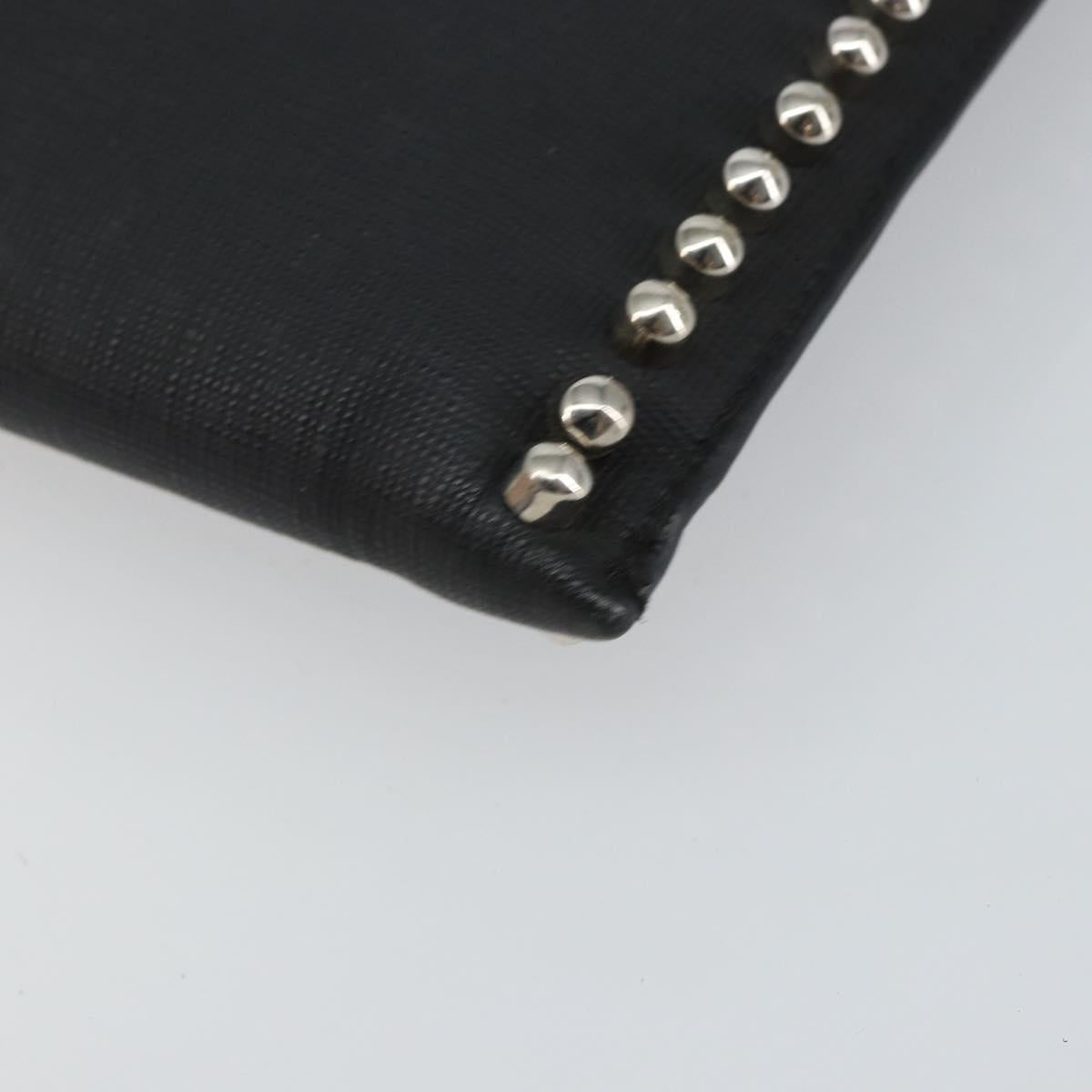 FENDI Karl Lagerfeld Clutch Bag Leather Black Silver Auth BA5613