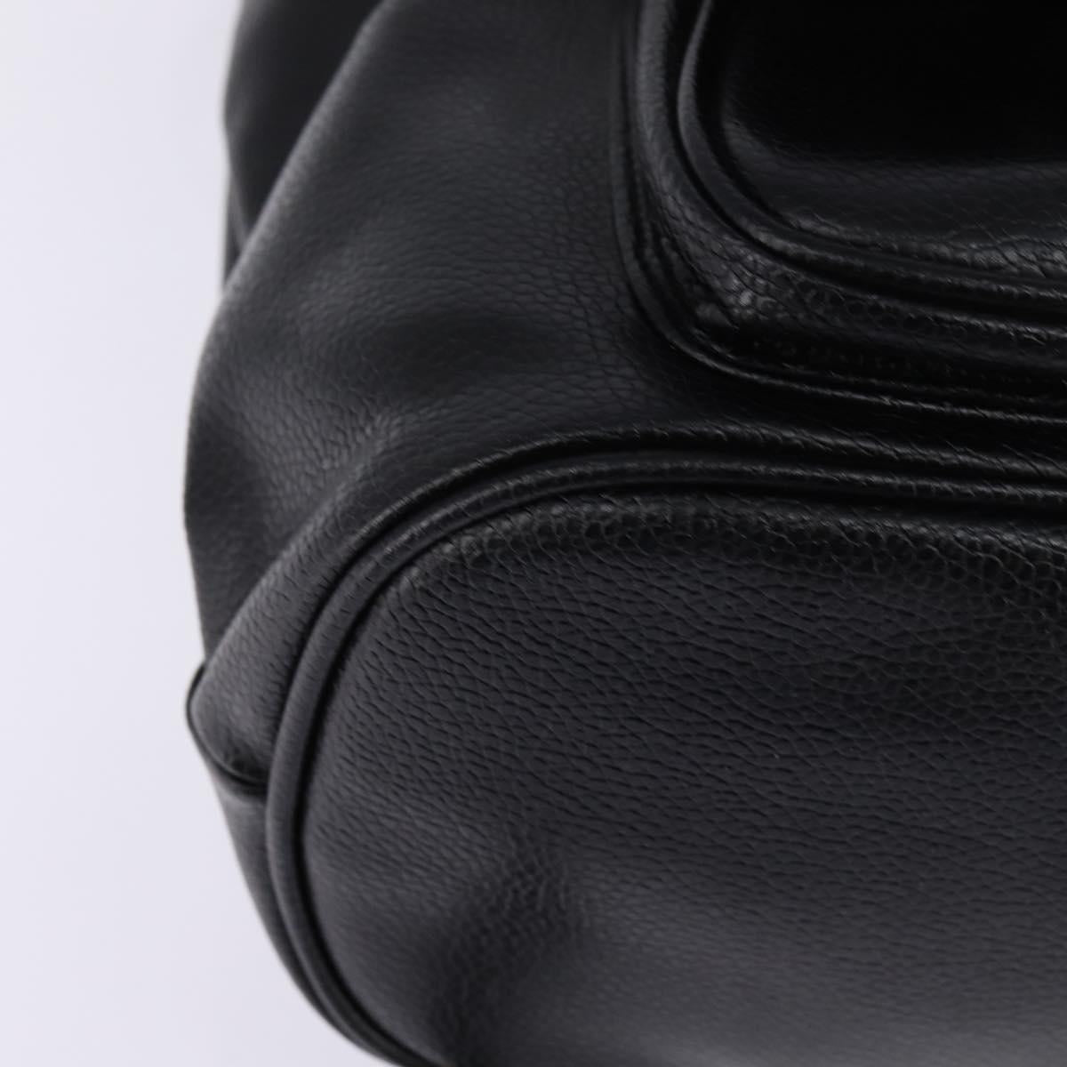 MCM Backpack Leather Black Gold Auth BA5614