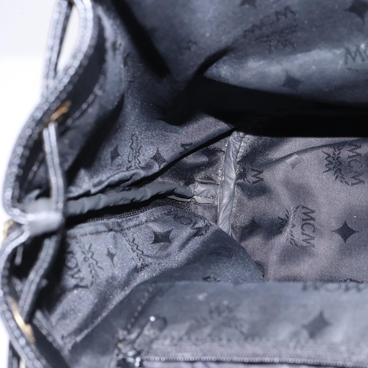 MCM Backpack Leather Black Gold Auth BA5614
