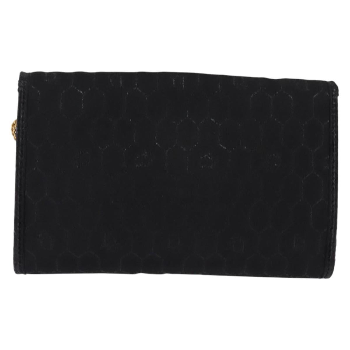 Christian Dior Honeycomb Canvas Chain Shoulder Bag Black Gold Auth BA5626