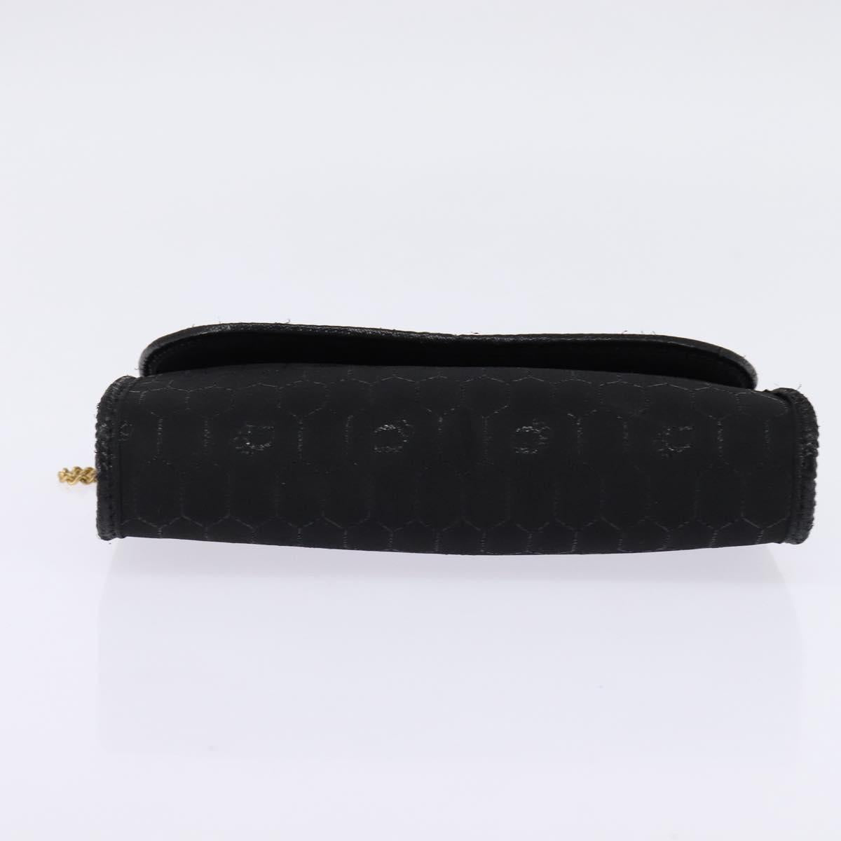 Christian Dior Honeycomb Canvas Chain Shoulder Bag Black Gold Auth BA5626