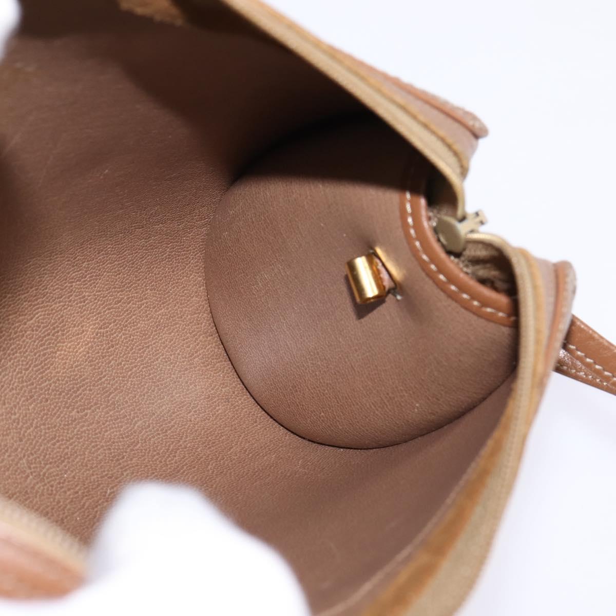 Christian Dior Honeycomb Canvas Shoulder Bag PVC Beige Gold Auth BA5627