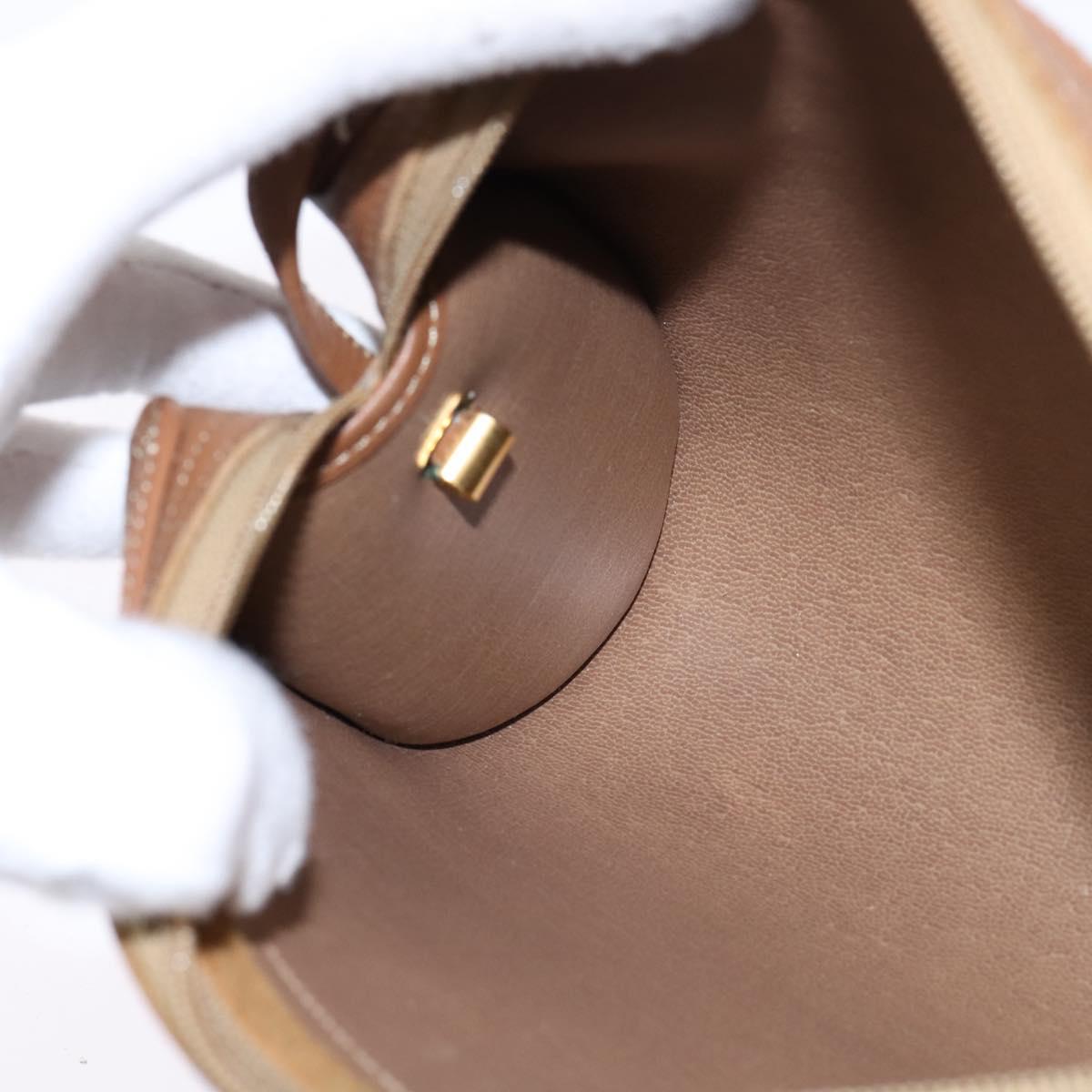 Christian Dior Honeycomb Canvas Shoulder Bag PVC Beige Gold Auth BA5627