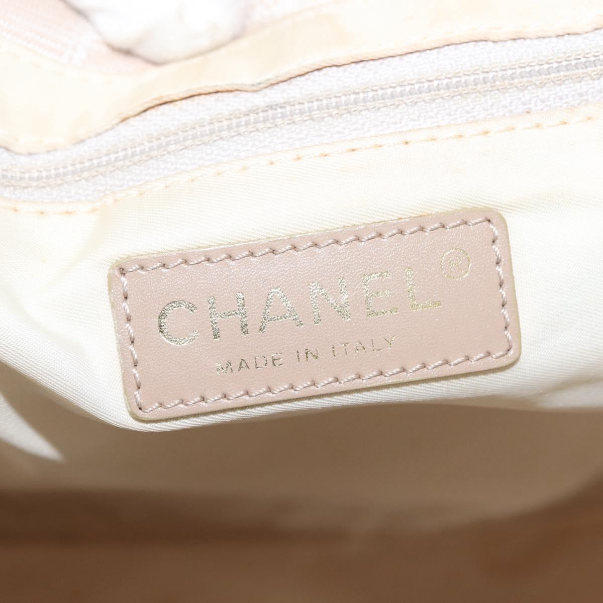 CHANEL New Travel Line Tote Bag Nylon Beige Gold CC Auth BA5630