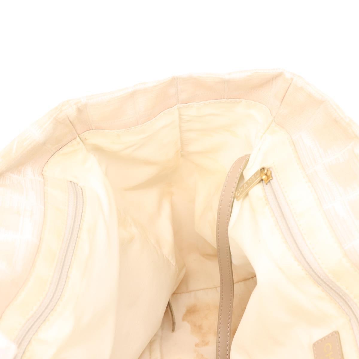 CHANEL New Travel Line Tote Bag Nylon Beige Gold CC Auth BA5630