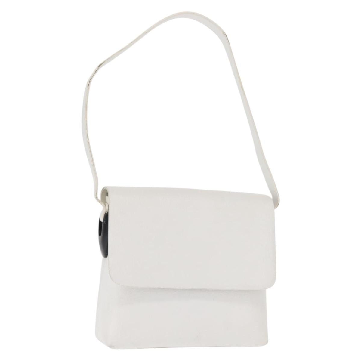 GUCCI Shoulder Bag Leather White Silver 001 1998 1767 Auth BA5637
