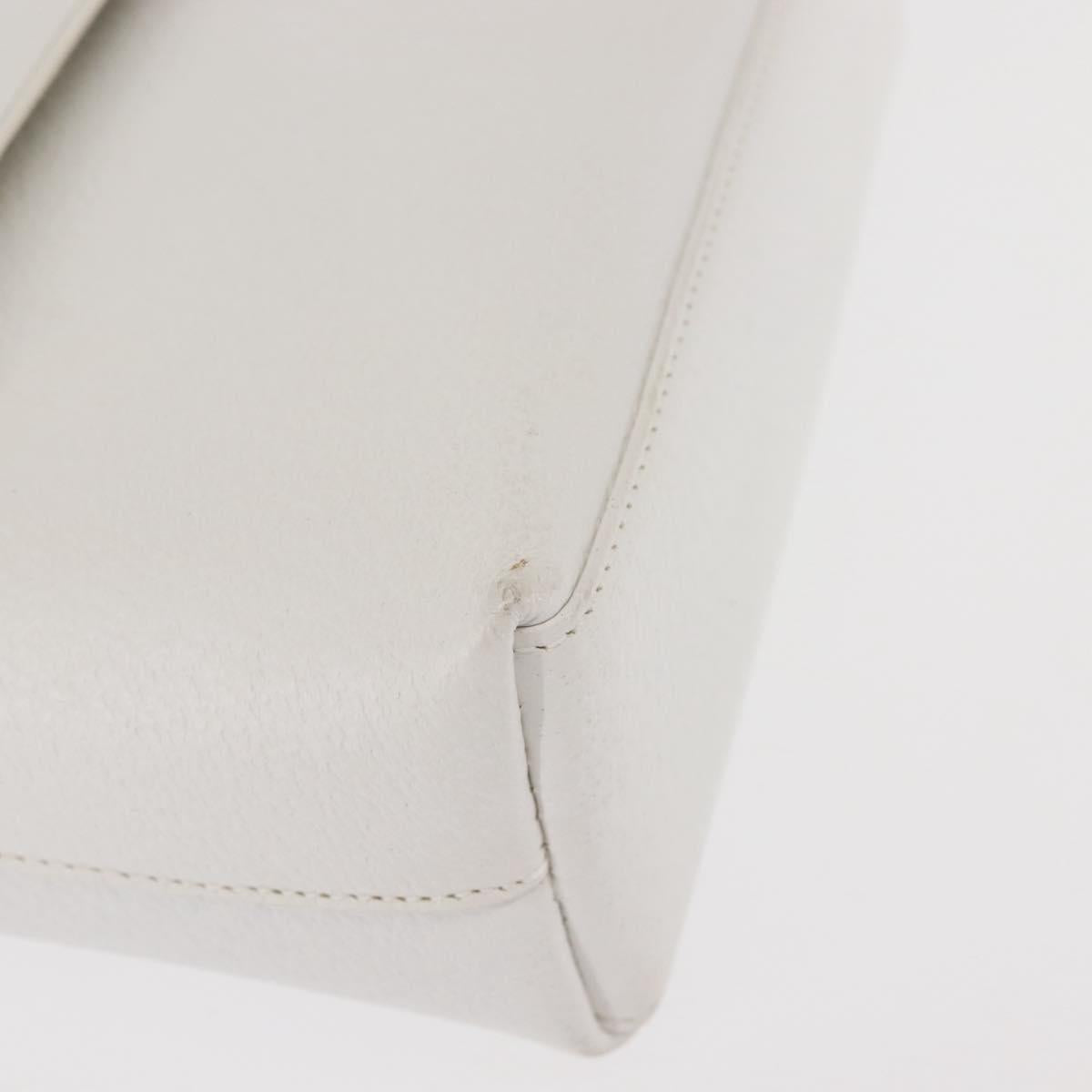 GUCCI Shoulder Bag Leather White Silver 001 1998 1767 Auth BA5637