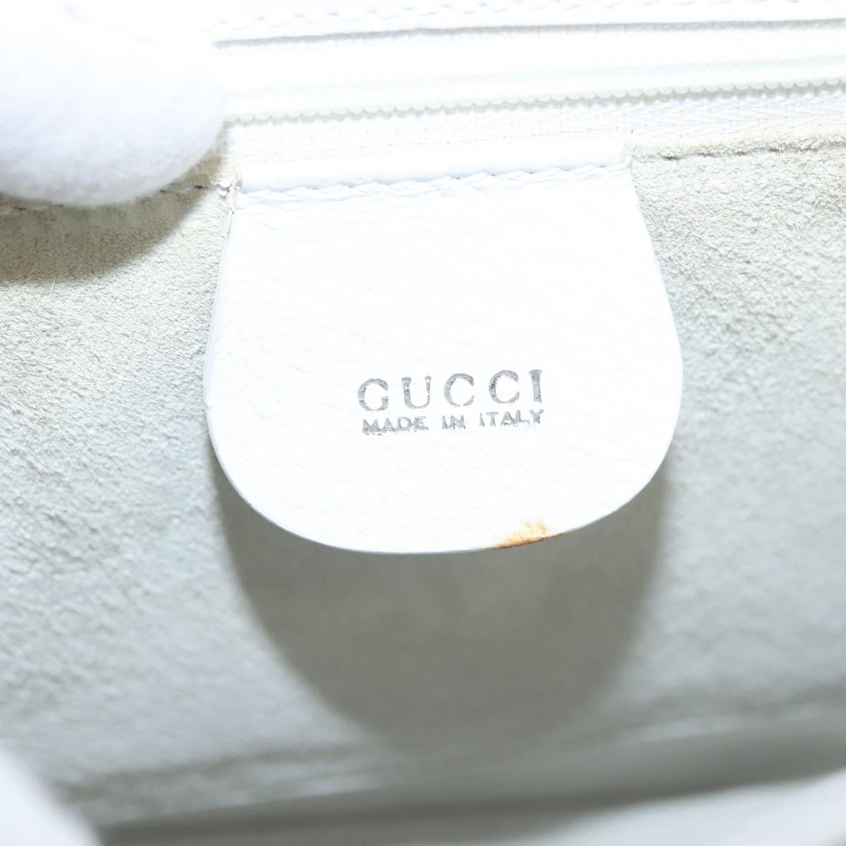 GUCCI Shoulder Bag Leather White Silver 001 1998 1767 Auth BA5637