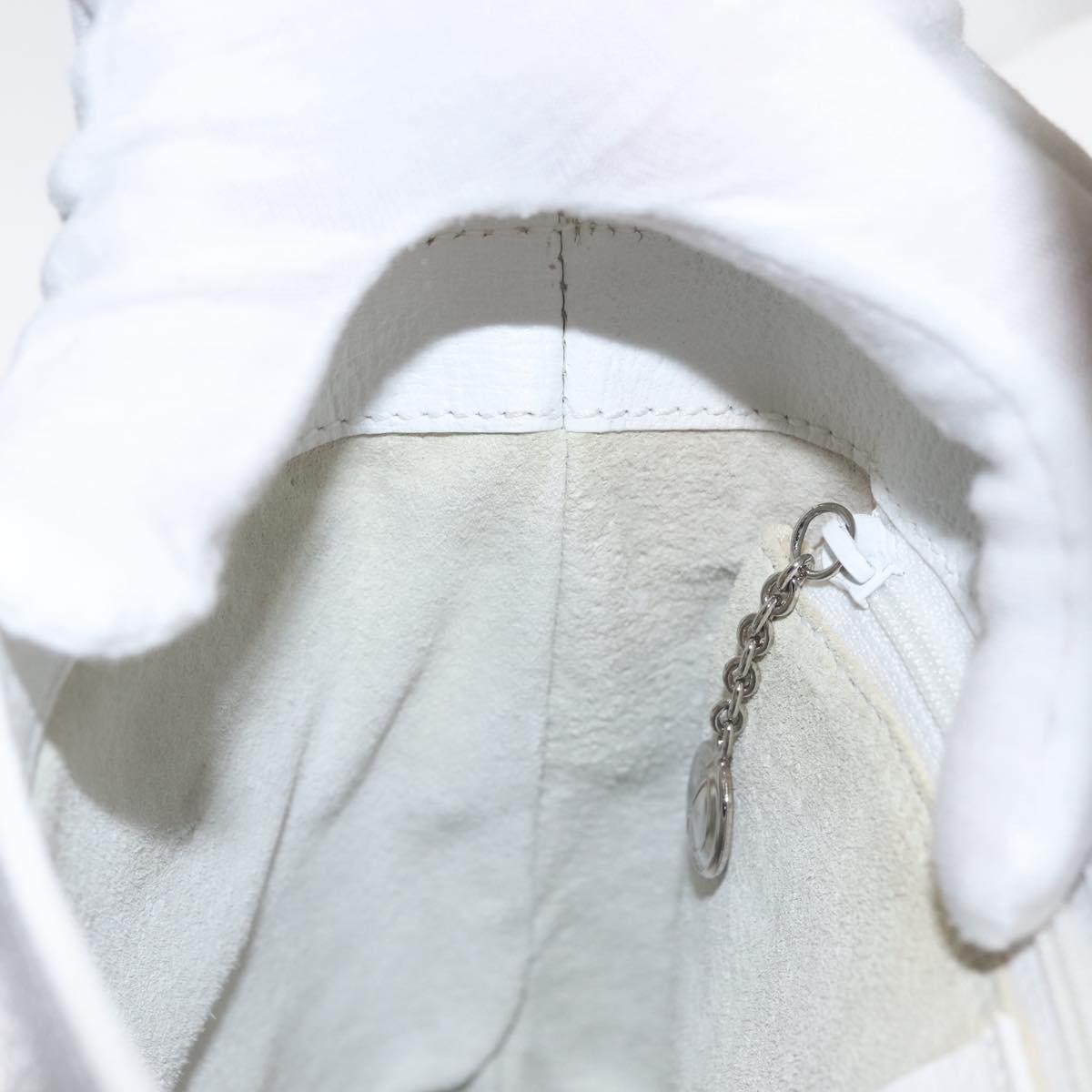 GUCCI Shoulder Bag Leather White Silver 001 1998 1767 Auth BA5637