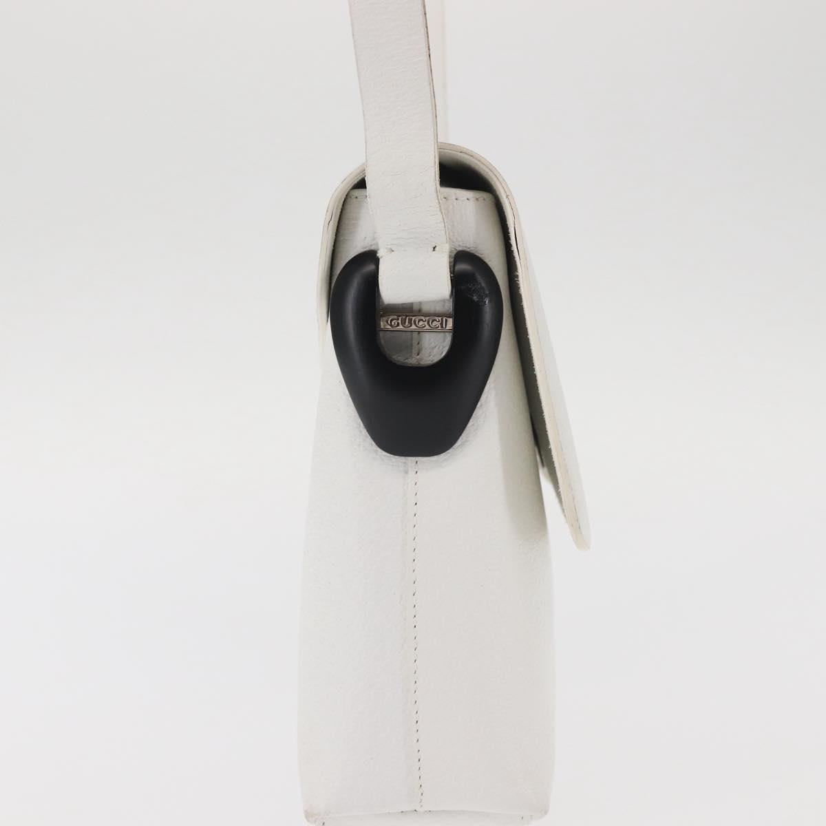 GUCCI Shoulder Bag Leather White Silver 001 1998 1767 Auth BA5637