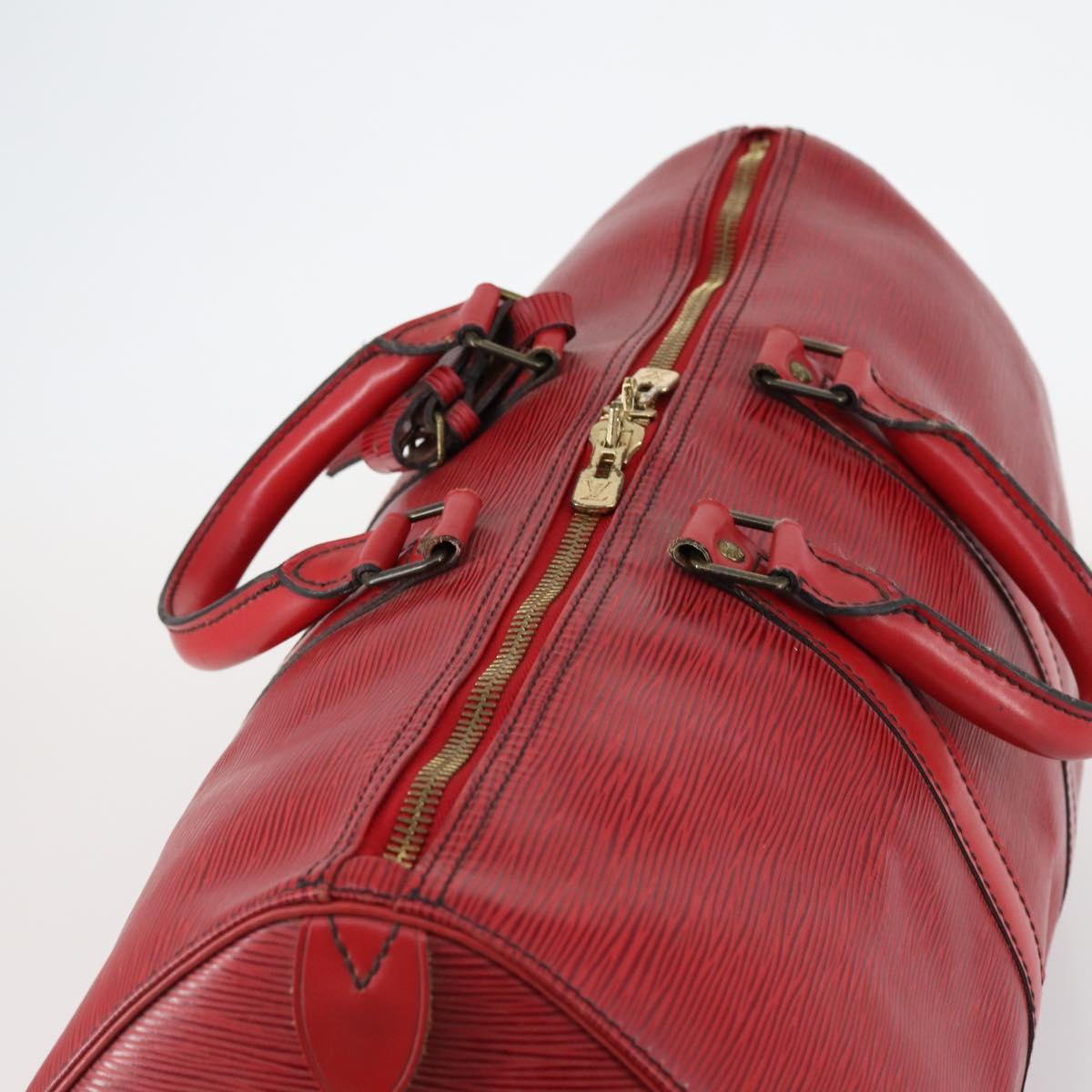 LOUIS VUITTON Epi Keepall 45 Boston Bag Red M42977 LV Auth BA5659