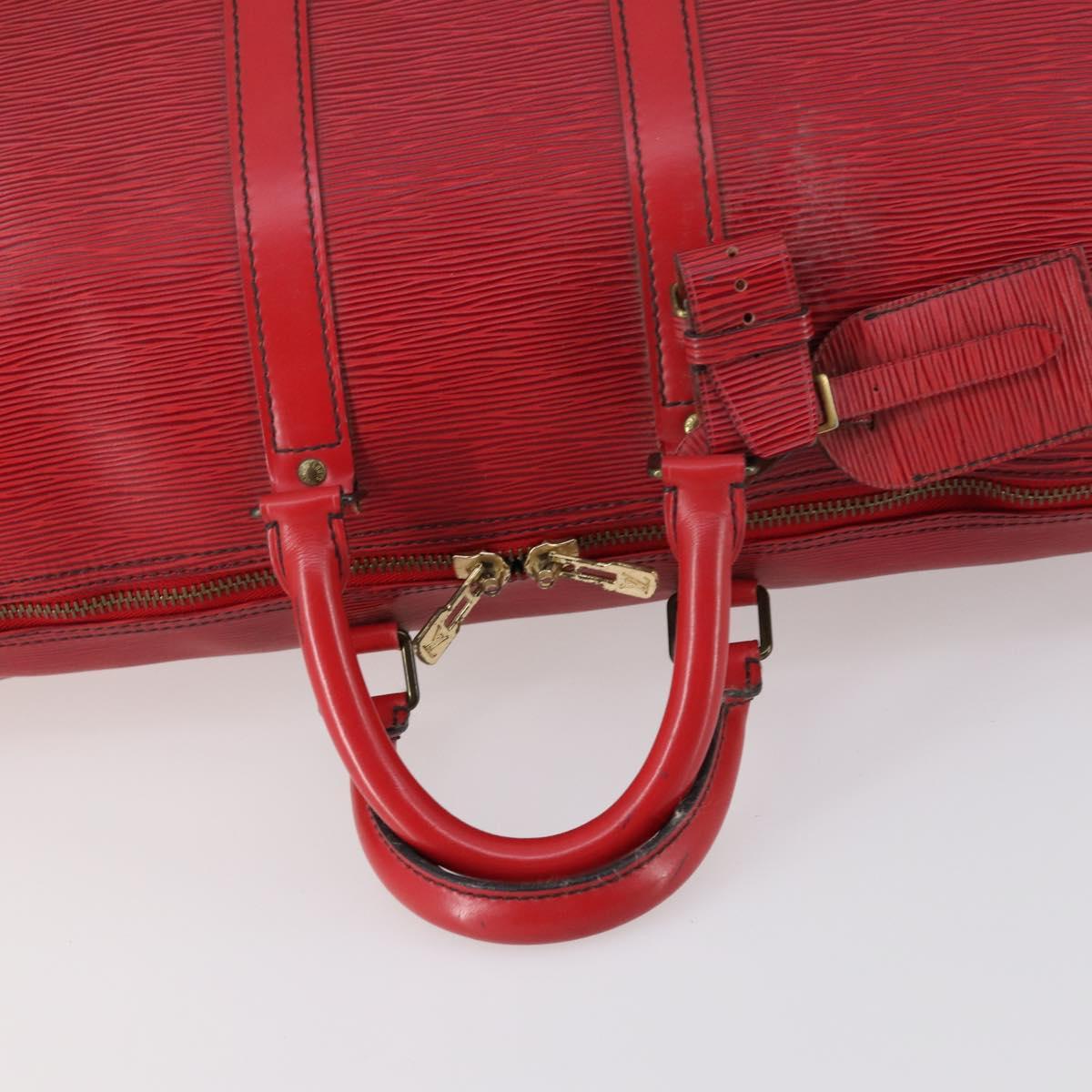 LOUIS VUITTON Epi Keepall 45 Boston Bag Red M42977 LV Auth BA5659
