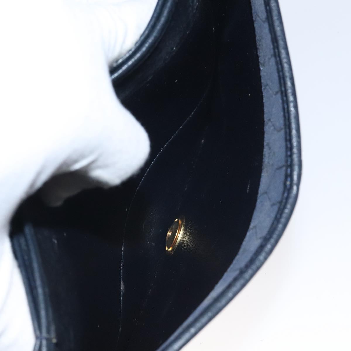 Christian Dior Chain Shoulder Bag Leather Navy Gold Auth BA567