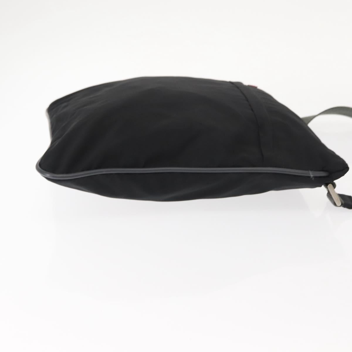 PRADA Sports Shoulder Bag Nylon Black Silver Auth BA5671